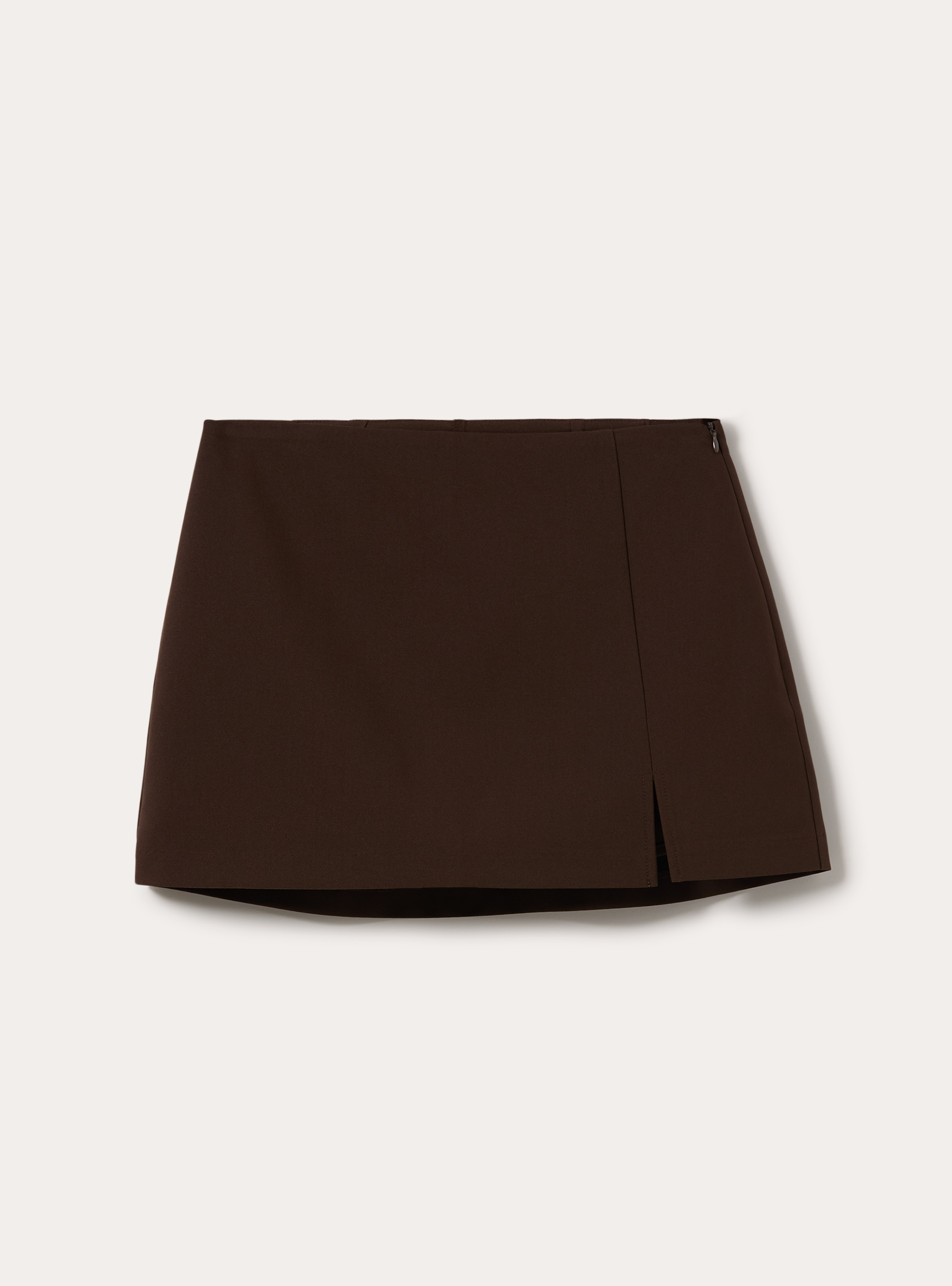 Falda pantal&oacute;n cruzada con abertura lateral, BR1 BROWN DARK