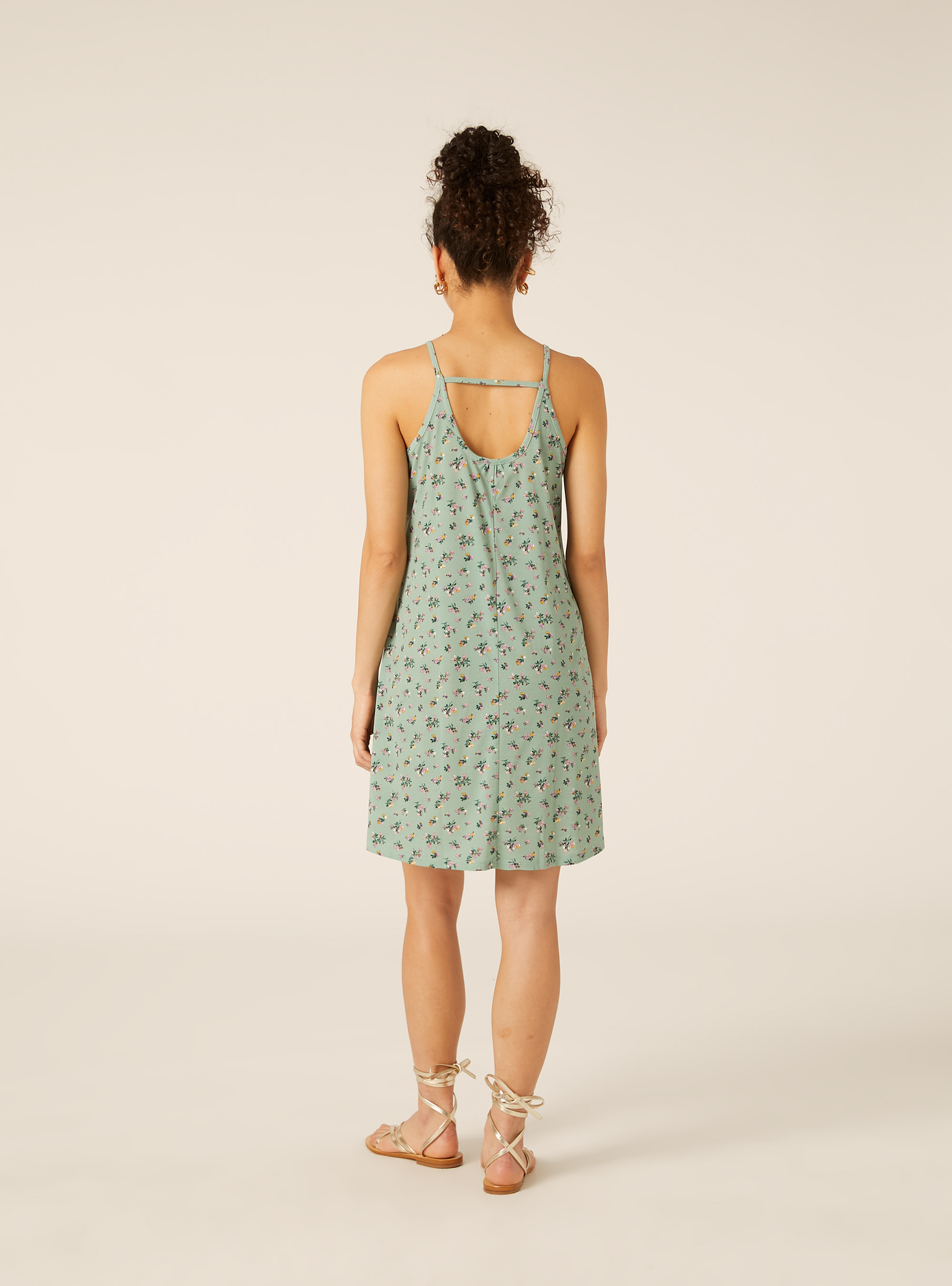 Floral Dress with Thin Straps, SG3 SAGE LIGHT