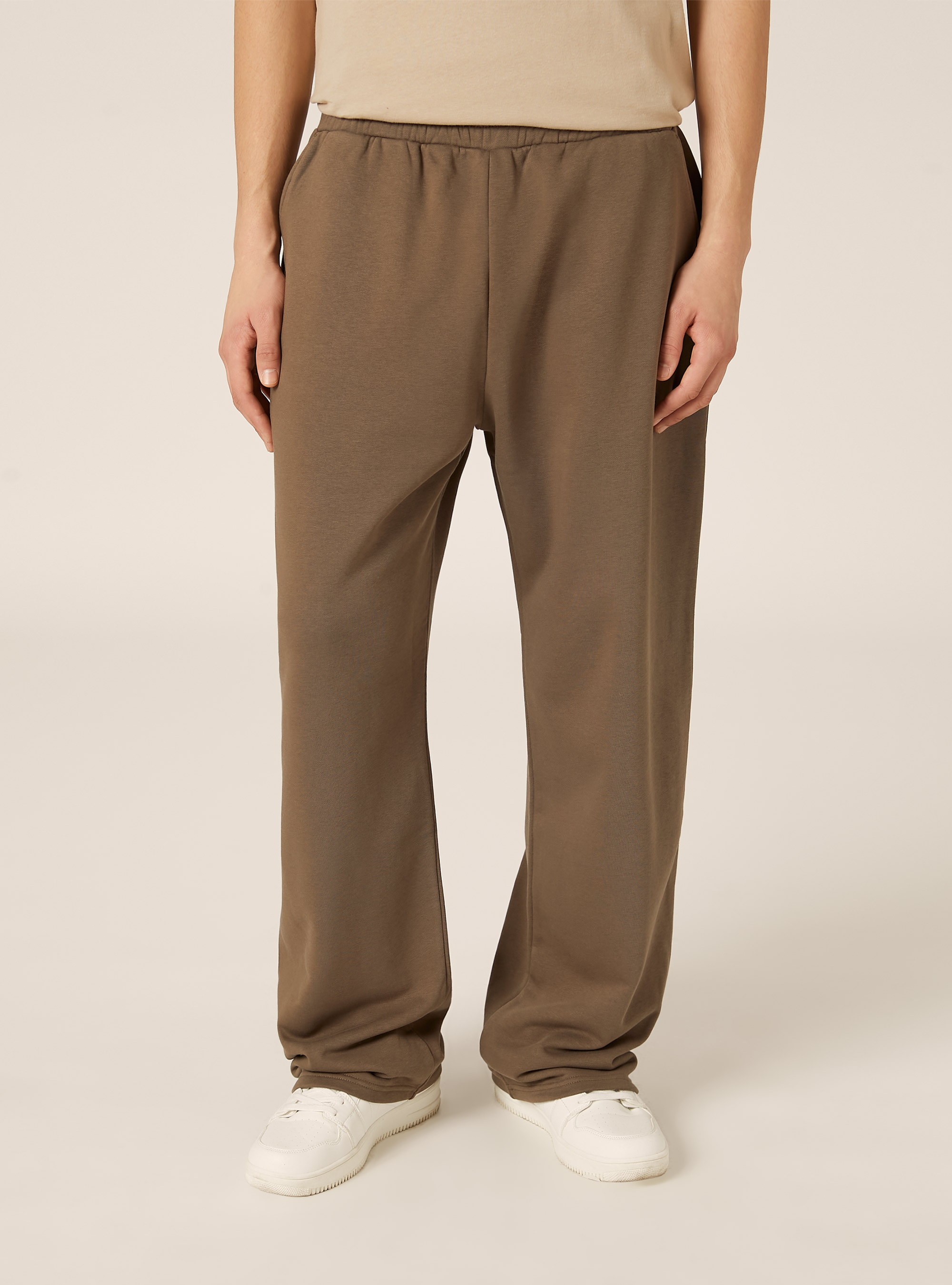 Pantalones ligeros de felpa de corte holgado, BR2 BROWN MEDIUM