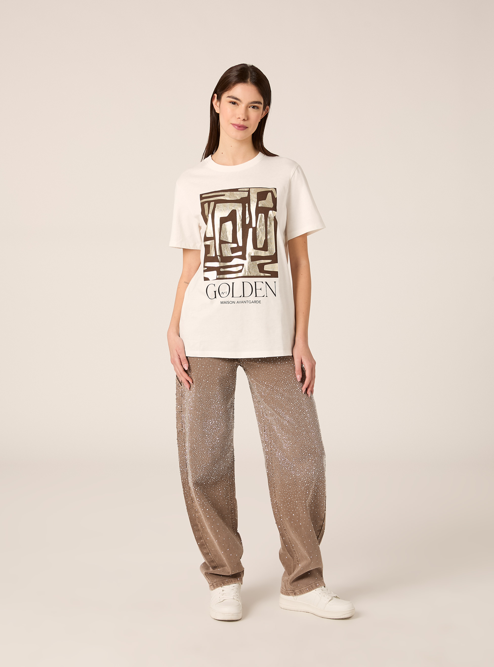 T-shirt with laminated print, WH2 WHITE