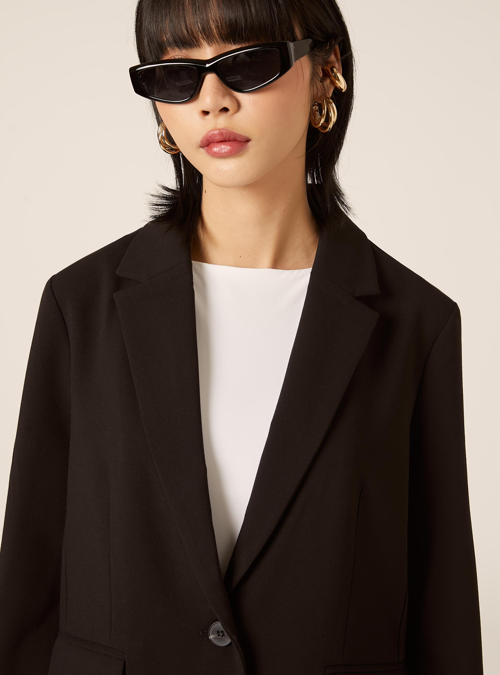 Regular fit single-breasted blazer, BK1 BLACK