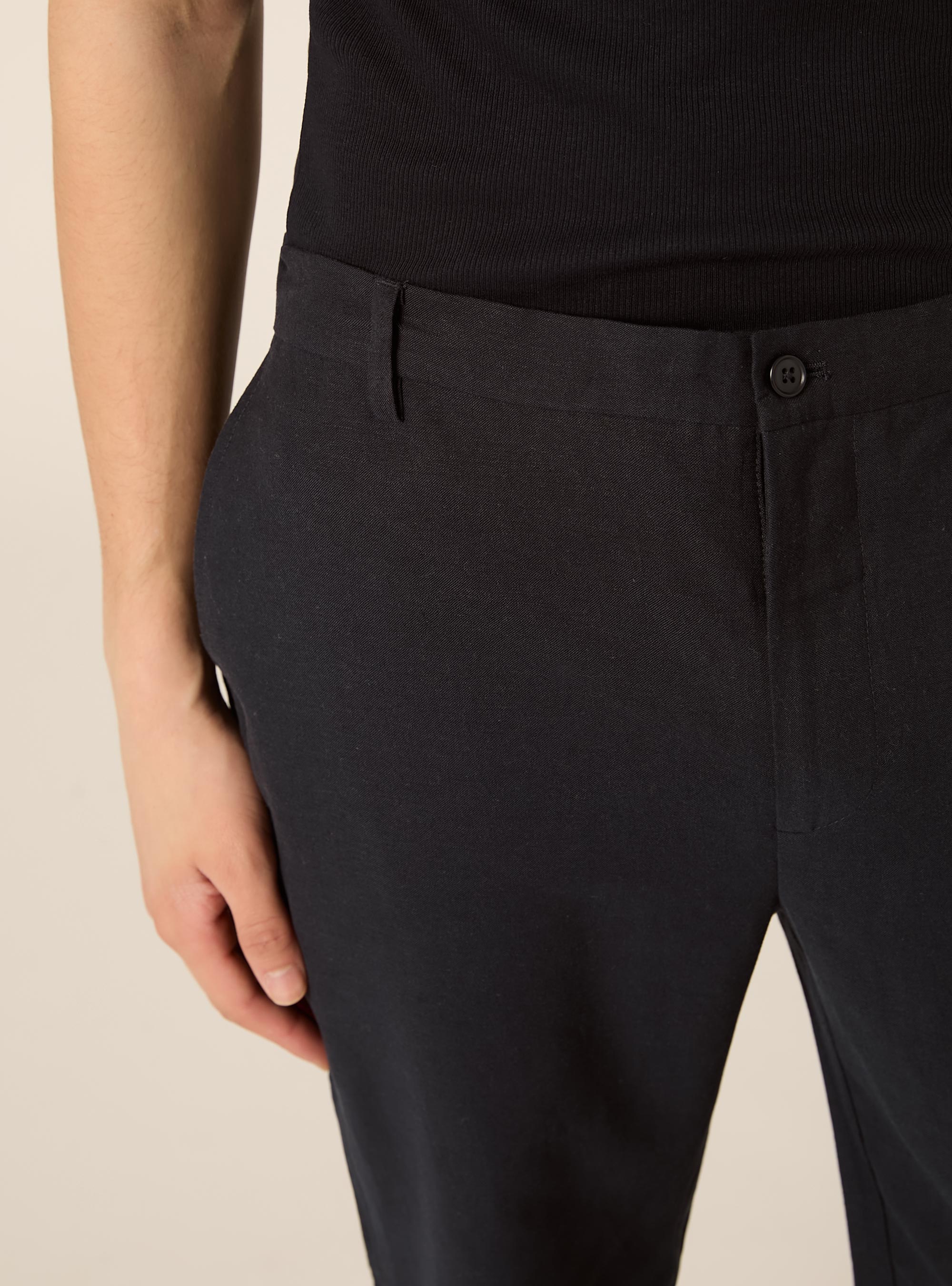 Chino-Hose aus Leinenmischung, NA2 NAVY MEDIUM