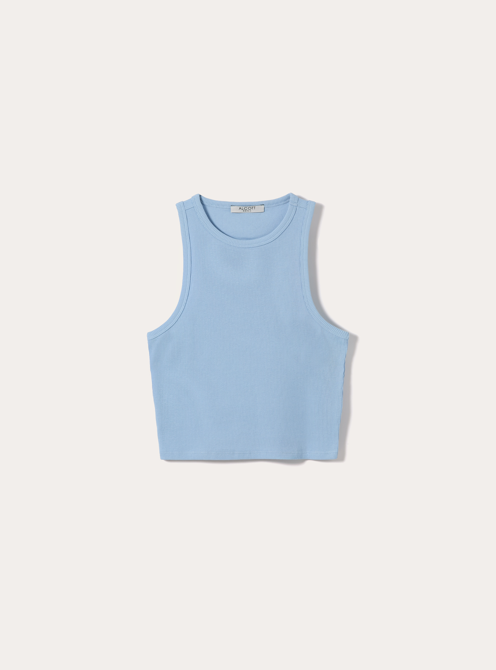 Short ribbed tank top, AZ2 AZURE MEDIUM