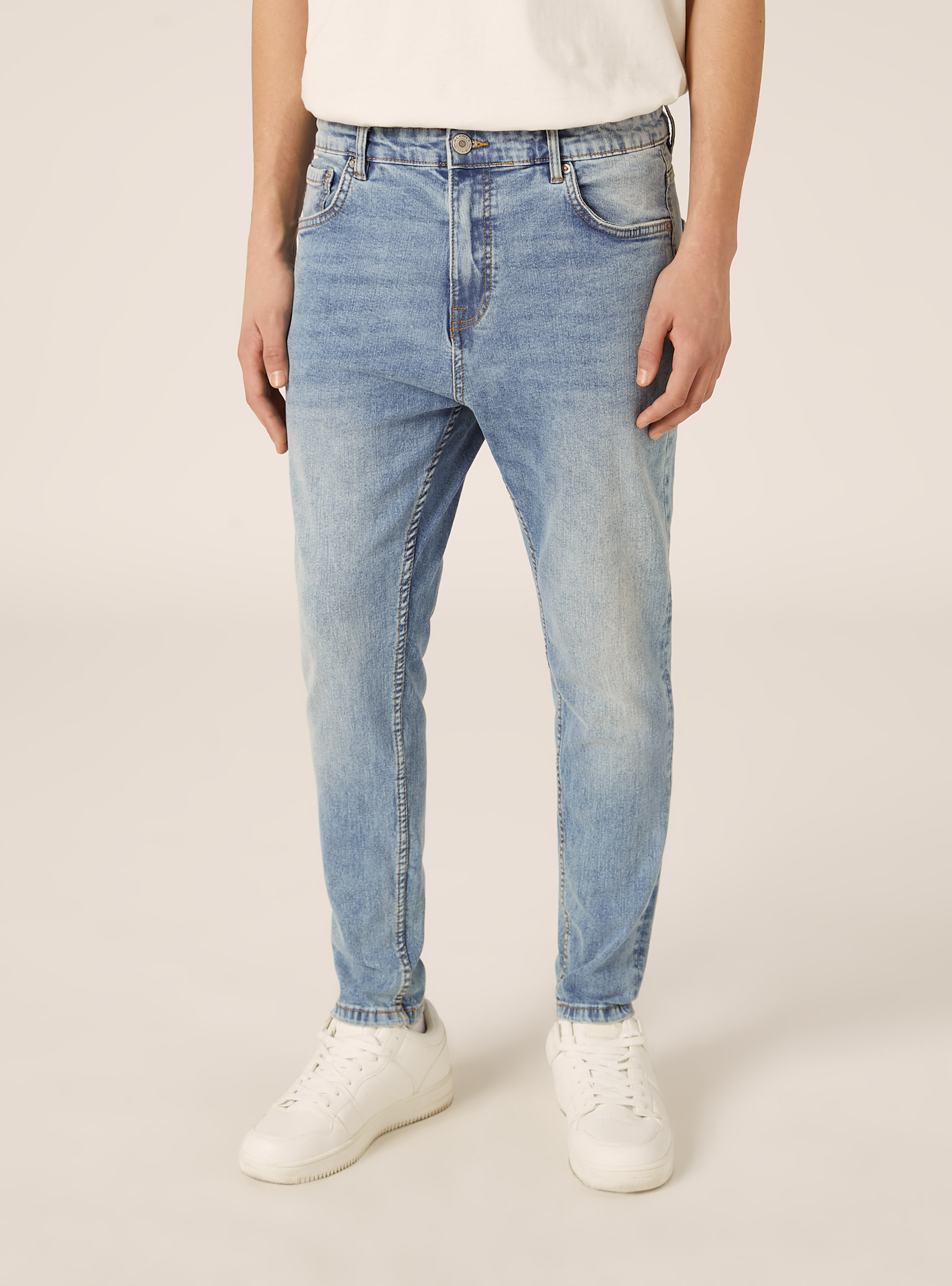 Vaqueros Stretch denim carrot fit, D006 AZURE