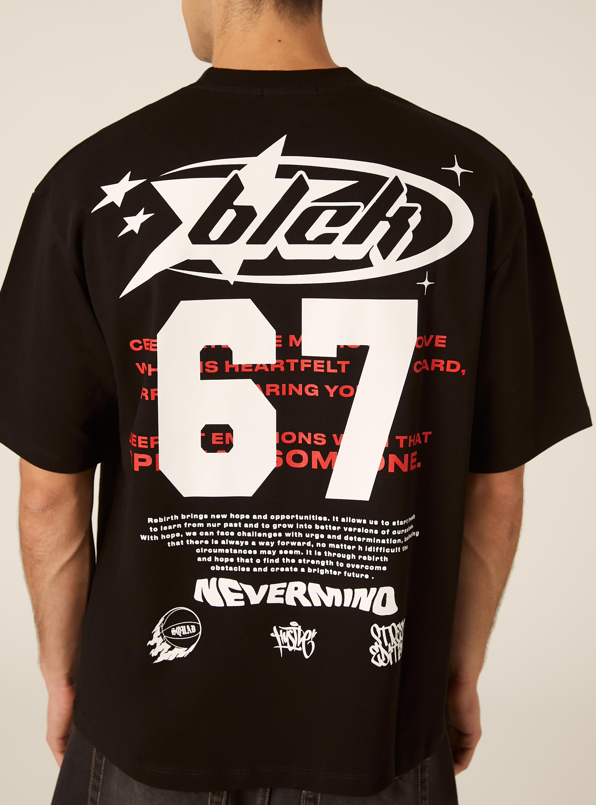 T-Shirt mit Six Seven-Print, BK1 BLACK