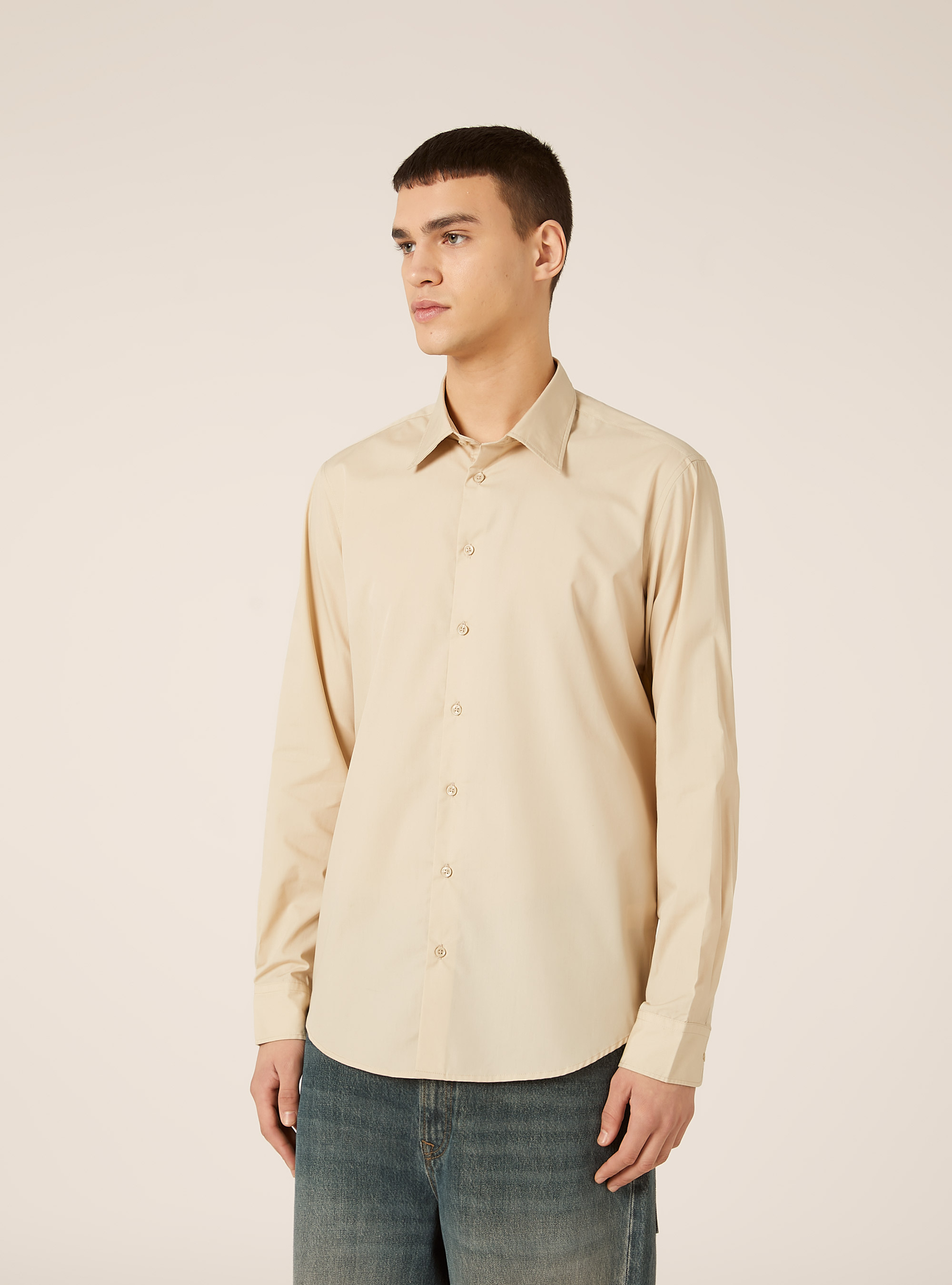 Plain long-sleeved shirt, BG2 BEIGE MEDIUM