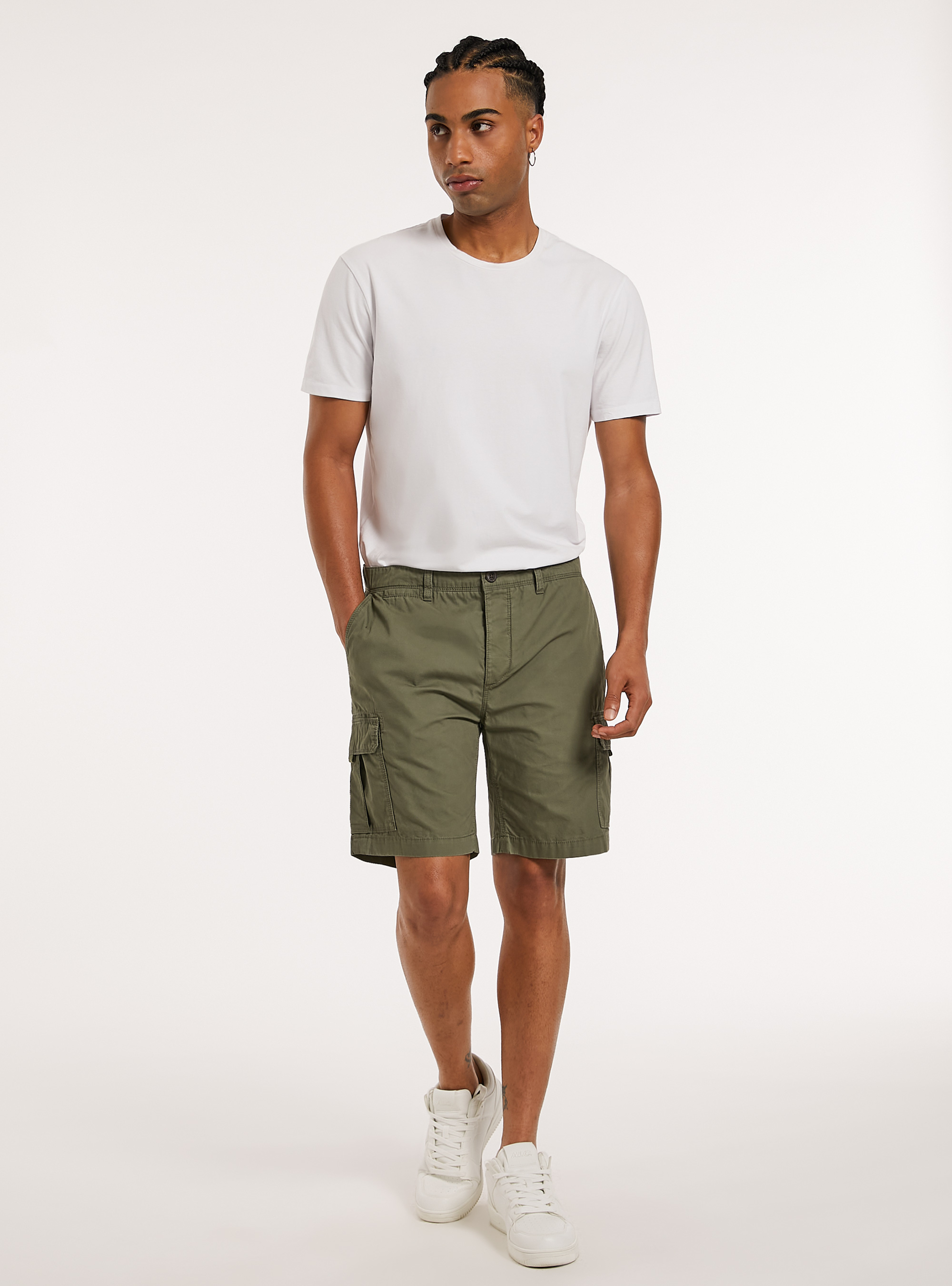 Cotton cargo bermuda shorts, KY2 KAKY MEDIUM