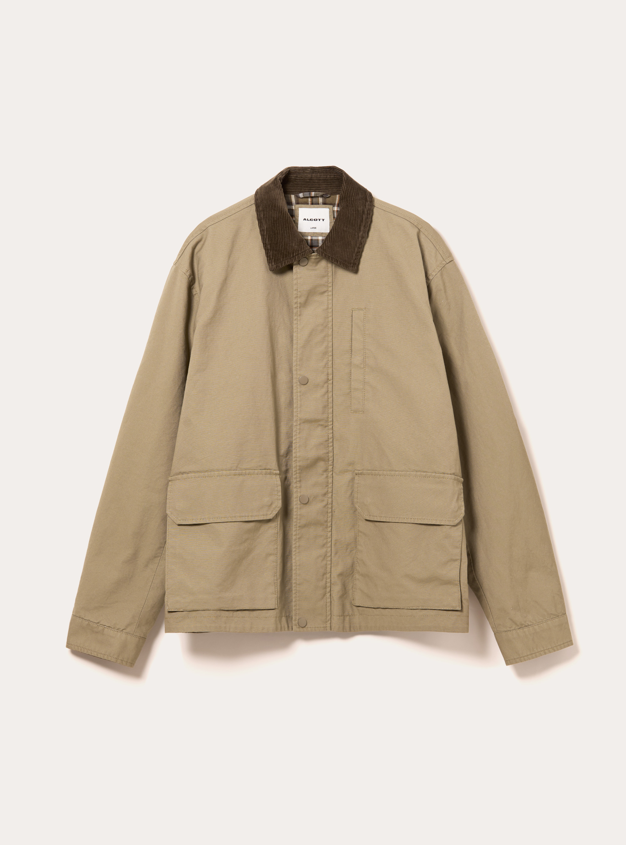 Veste en toile coupe carr&eacute;e, BG2 BEIGE MEDIUM