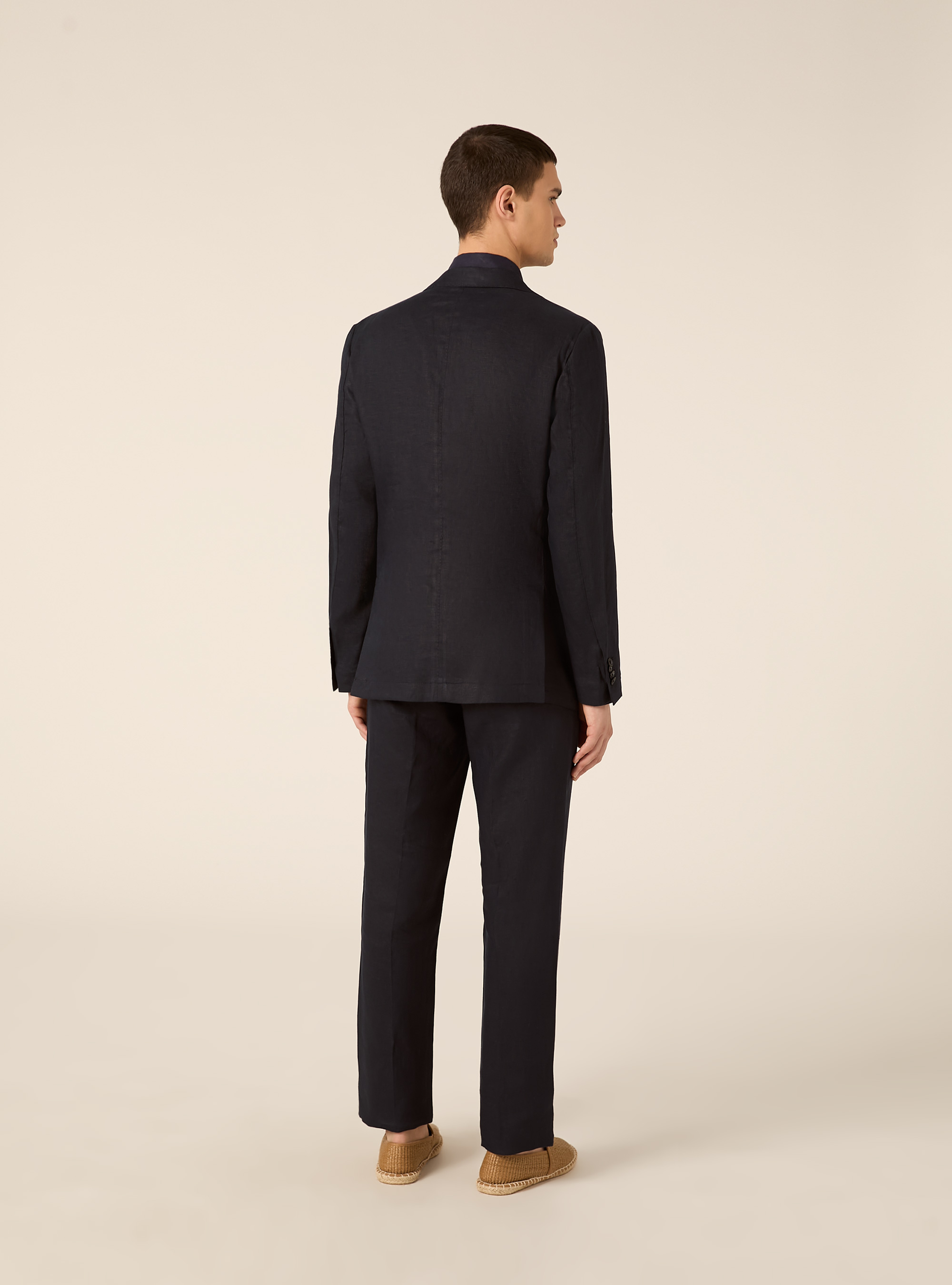 Single-breasted jacket in pure linen, NA1 NAVY DARK