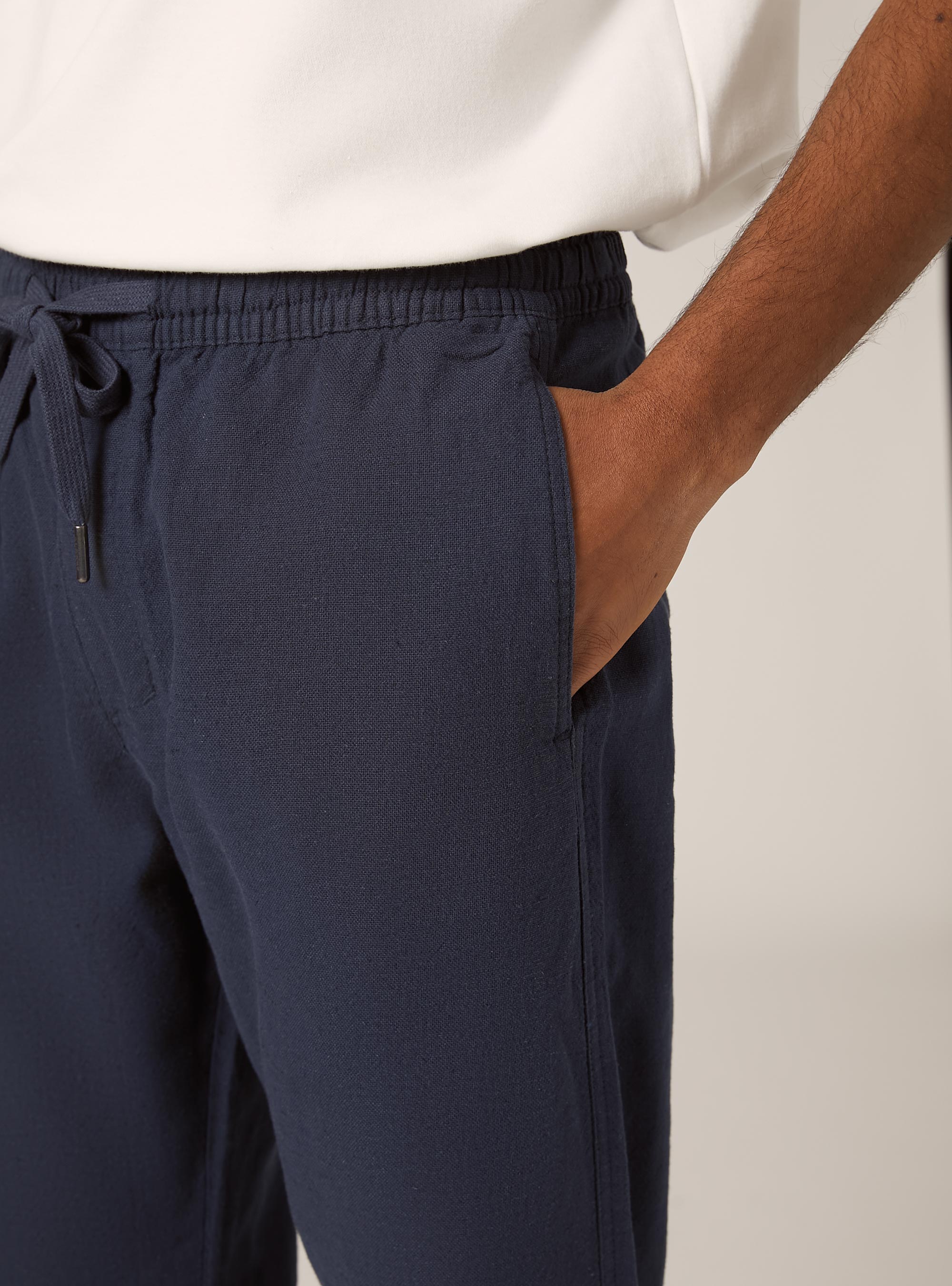 Linen-blend jogger pants, NA2 NAVY MEDIUM