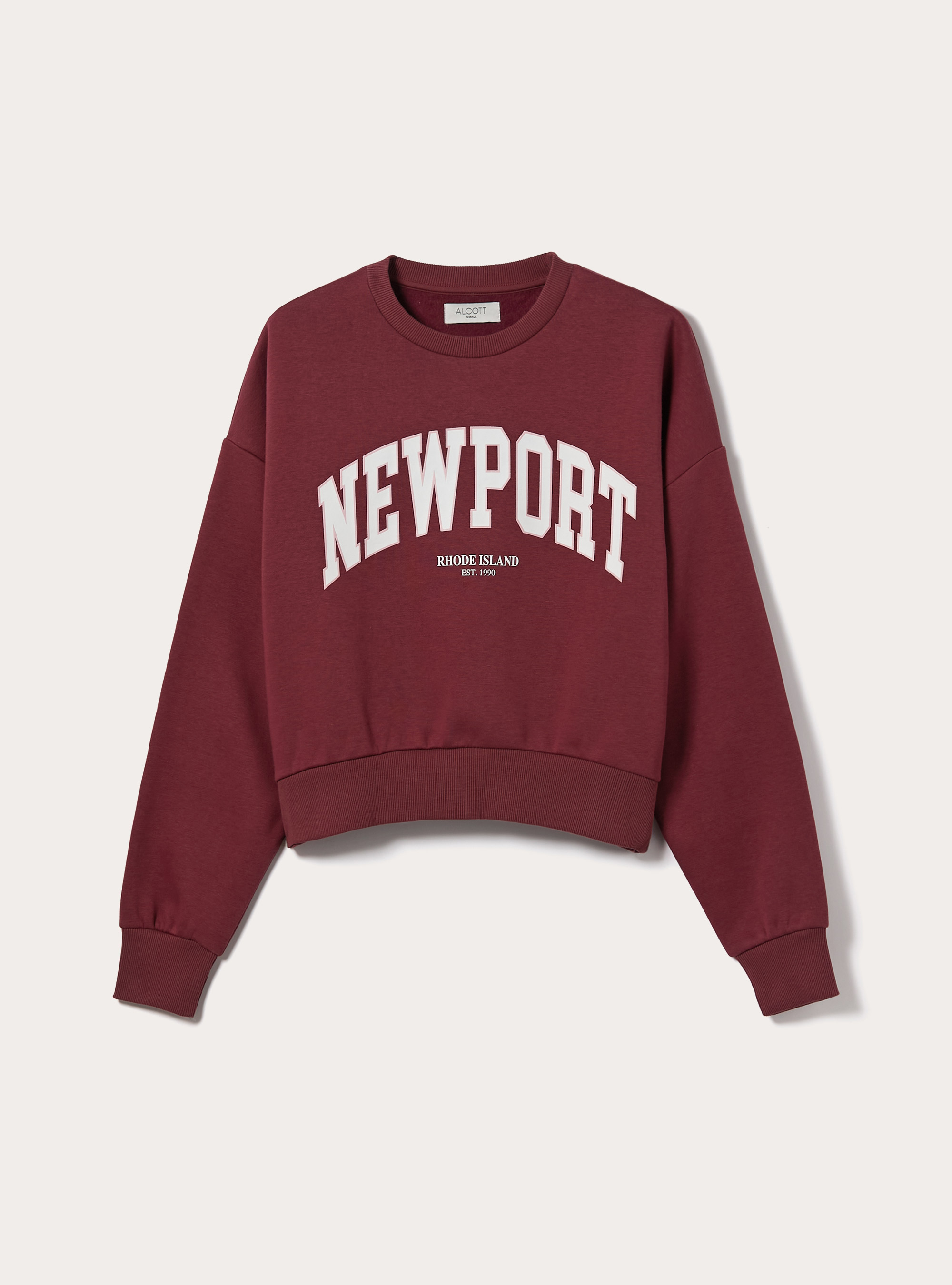 Sweat-shirt coupe carr&eacute;e avec imprim&eacute; City, BO1 BORDEAUX DARK