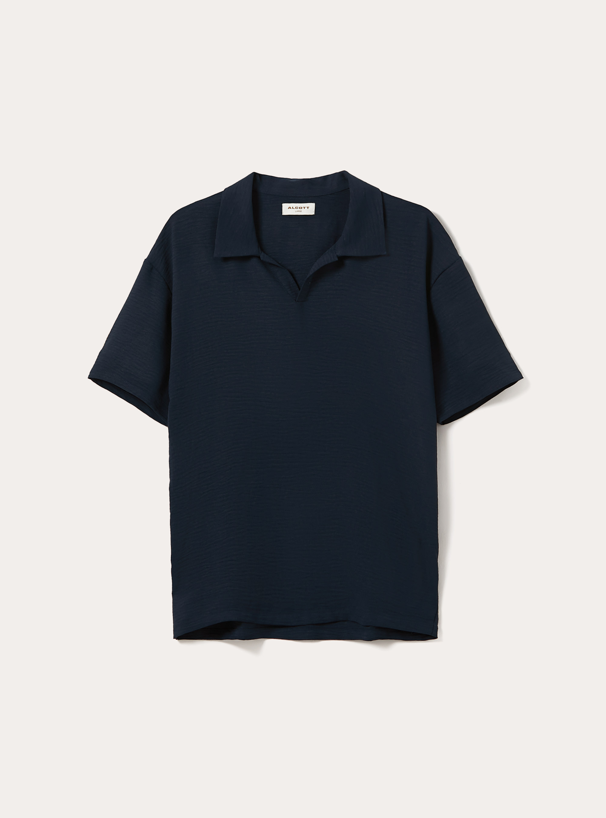 Polo en crepe &agrave; col ouvert, NA2 NAVY MEDIUM