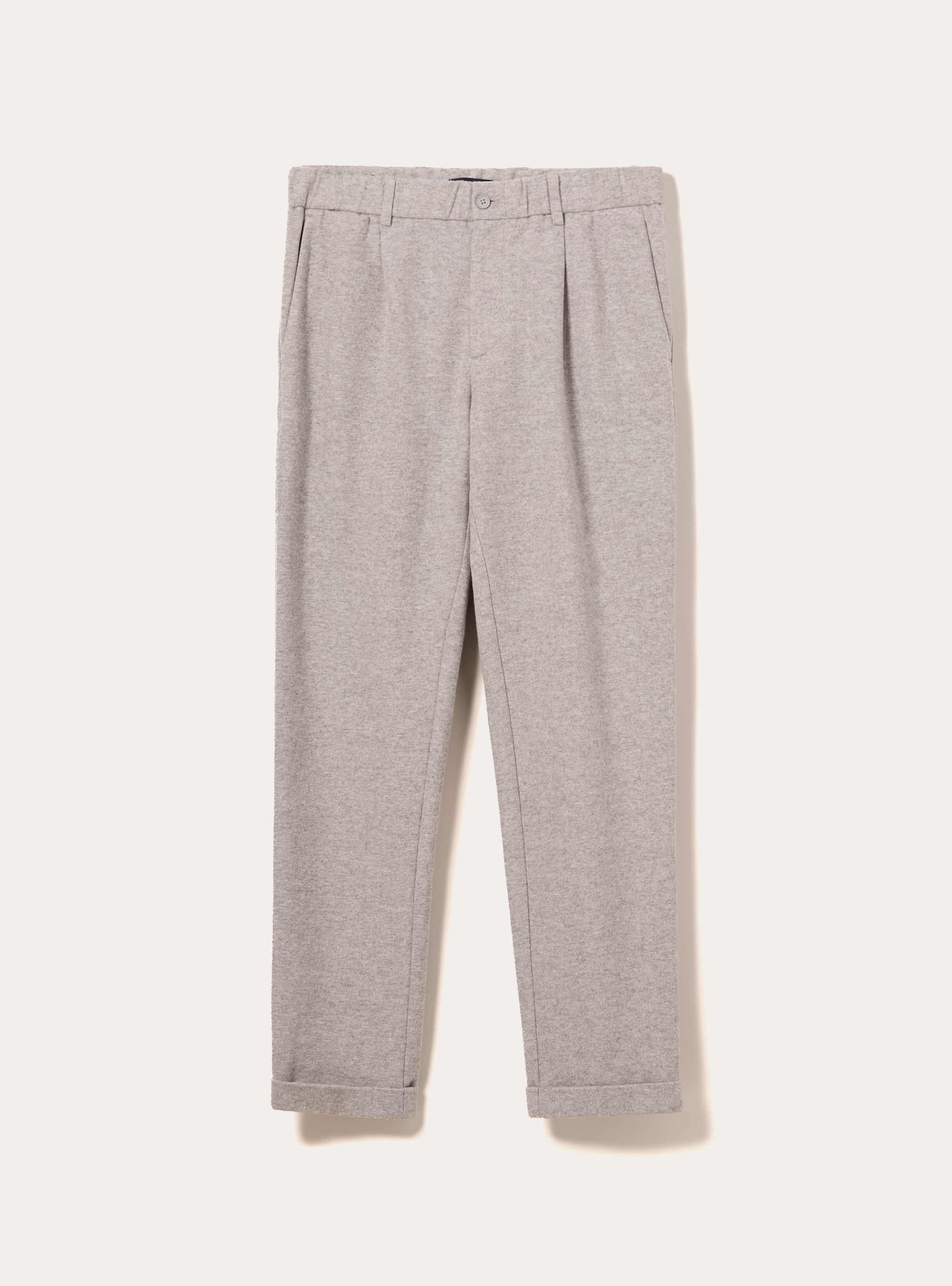 Pantalon &agrave; pinces effet flanelle, MGY3 GREY MEL LIGHT