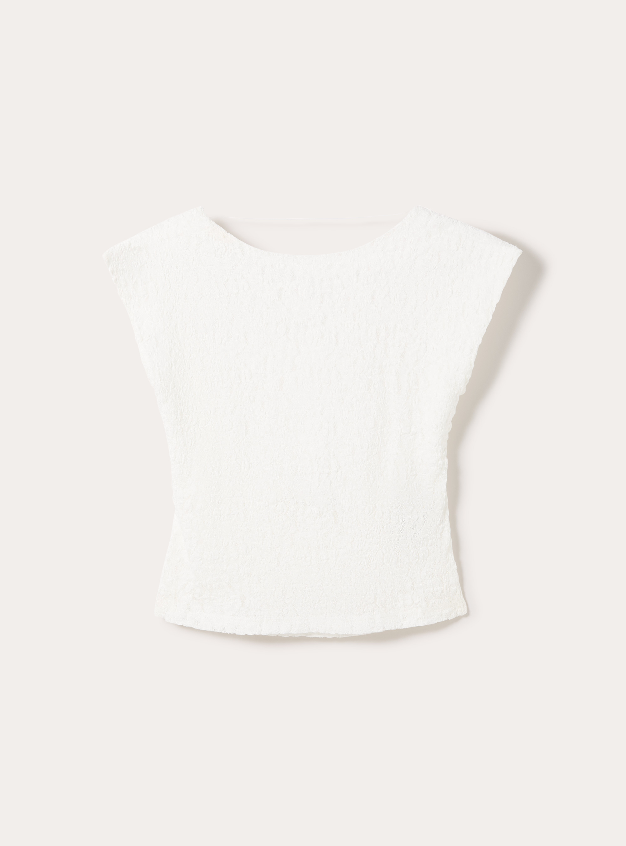 Lace T-shirt with open back, WH3 WHITE