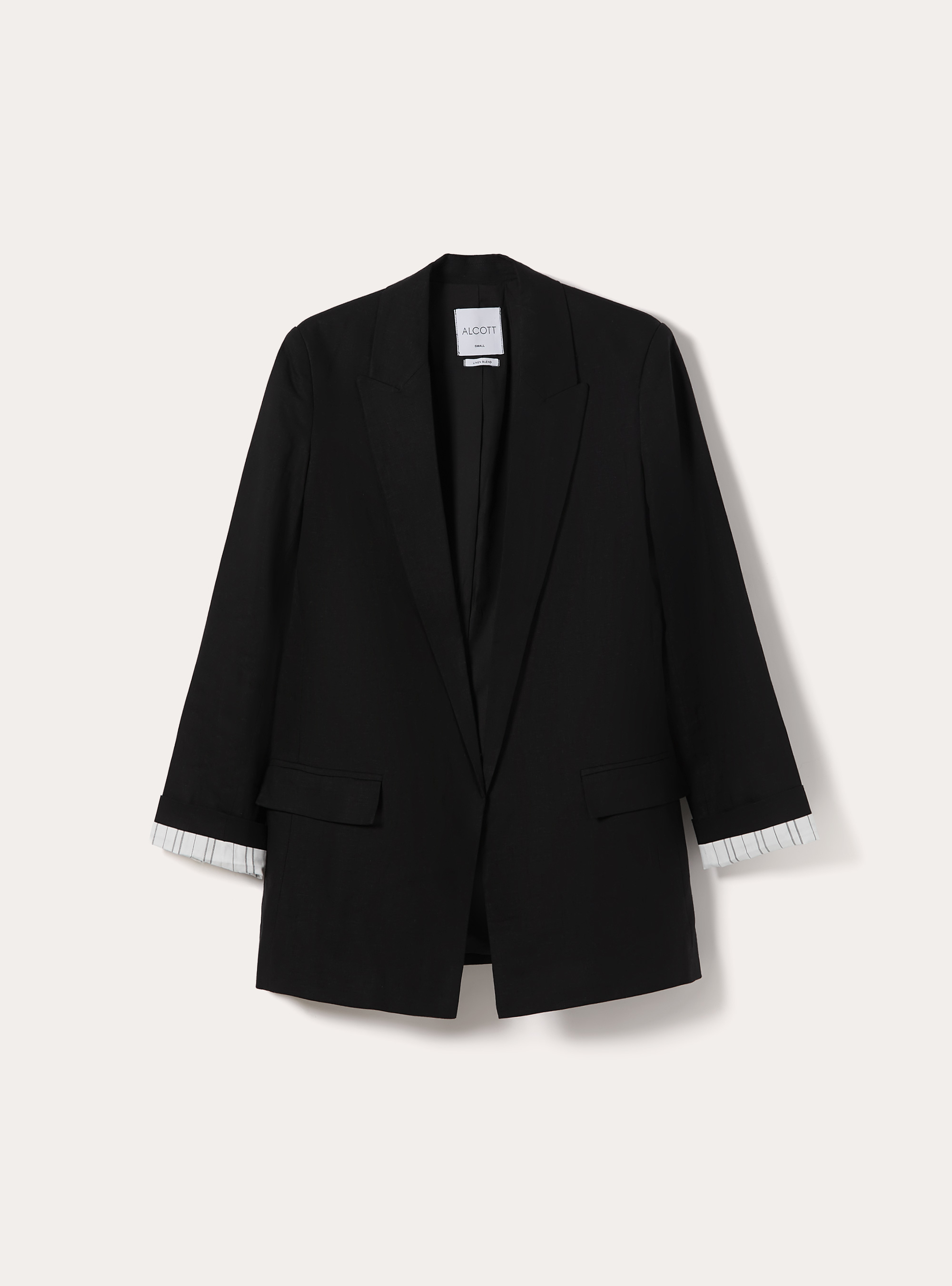 Offener Blazer aus Leinenmischung, BK1 BLACK