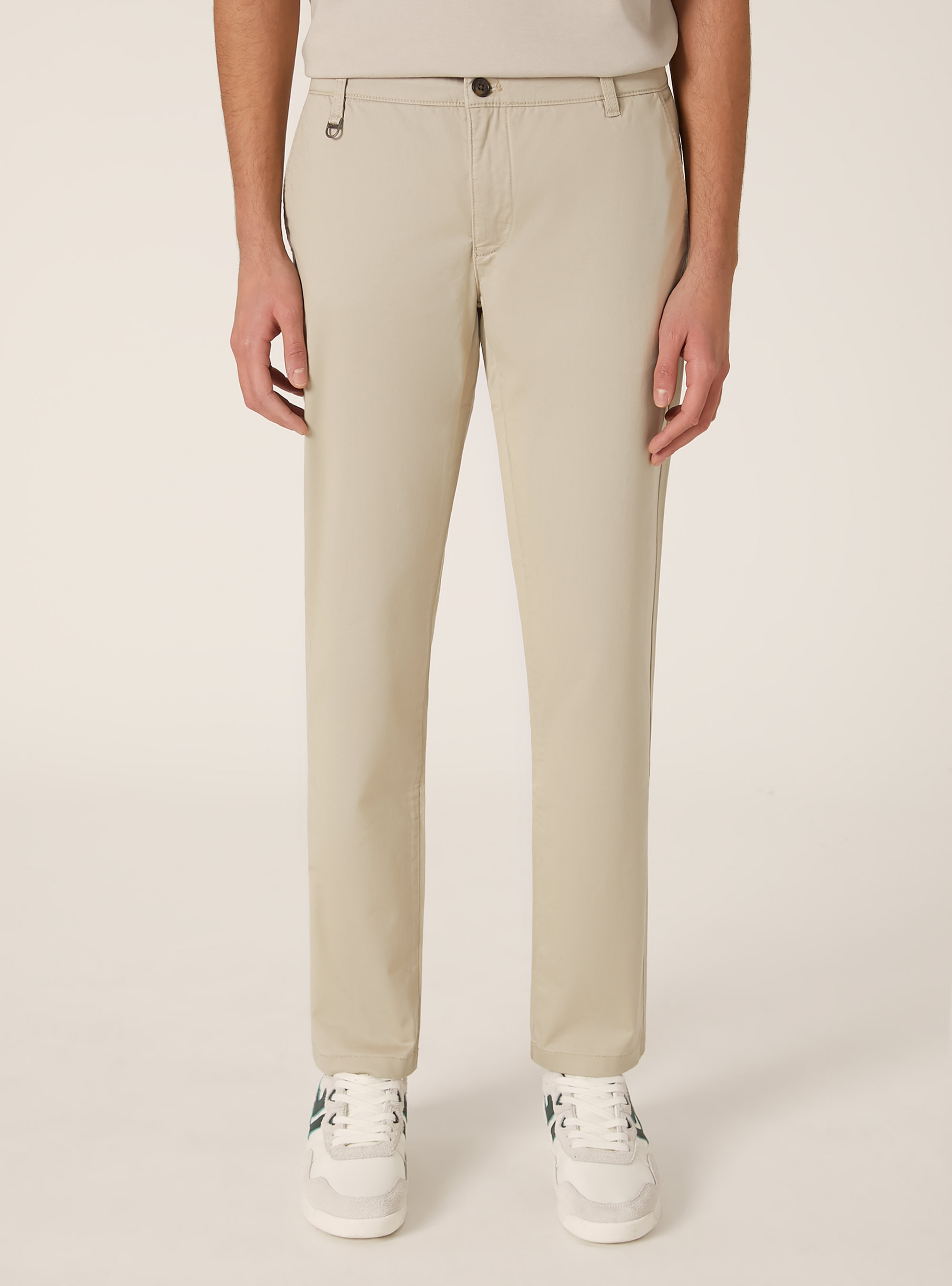 Pantalon chino stretch en serg&eacute; coupe skinny, BG2 BEIGE MEDIUM