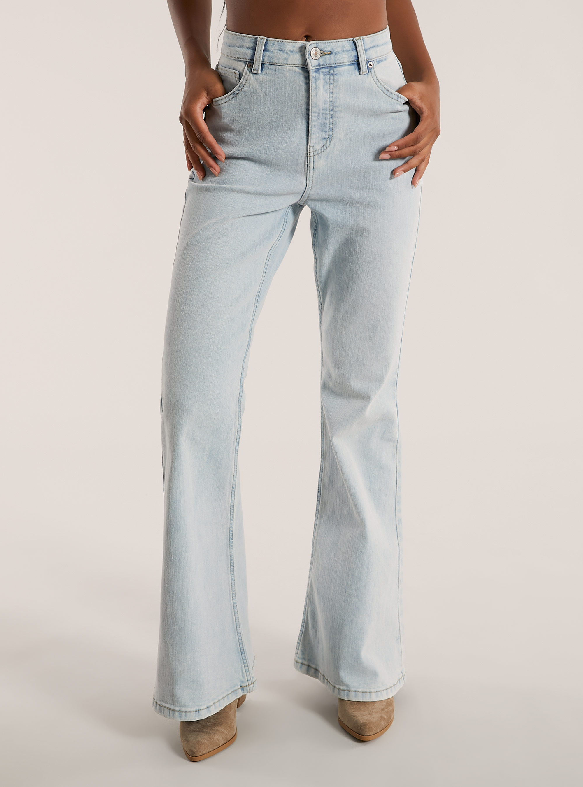 Jean flare taille haute, D007 LIGHT AZURE