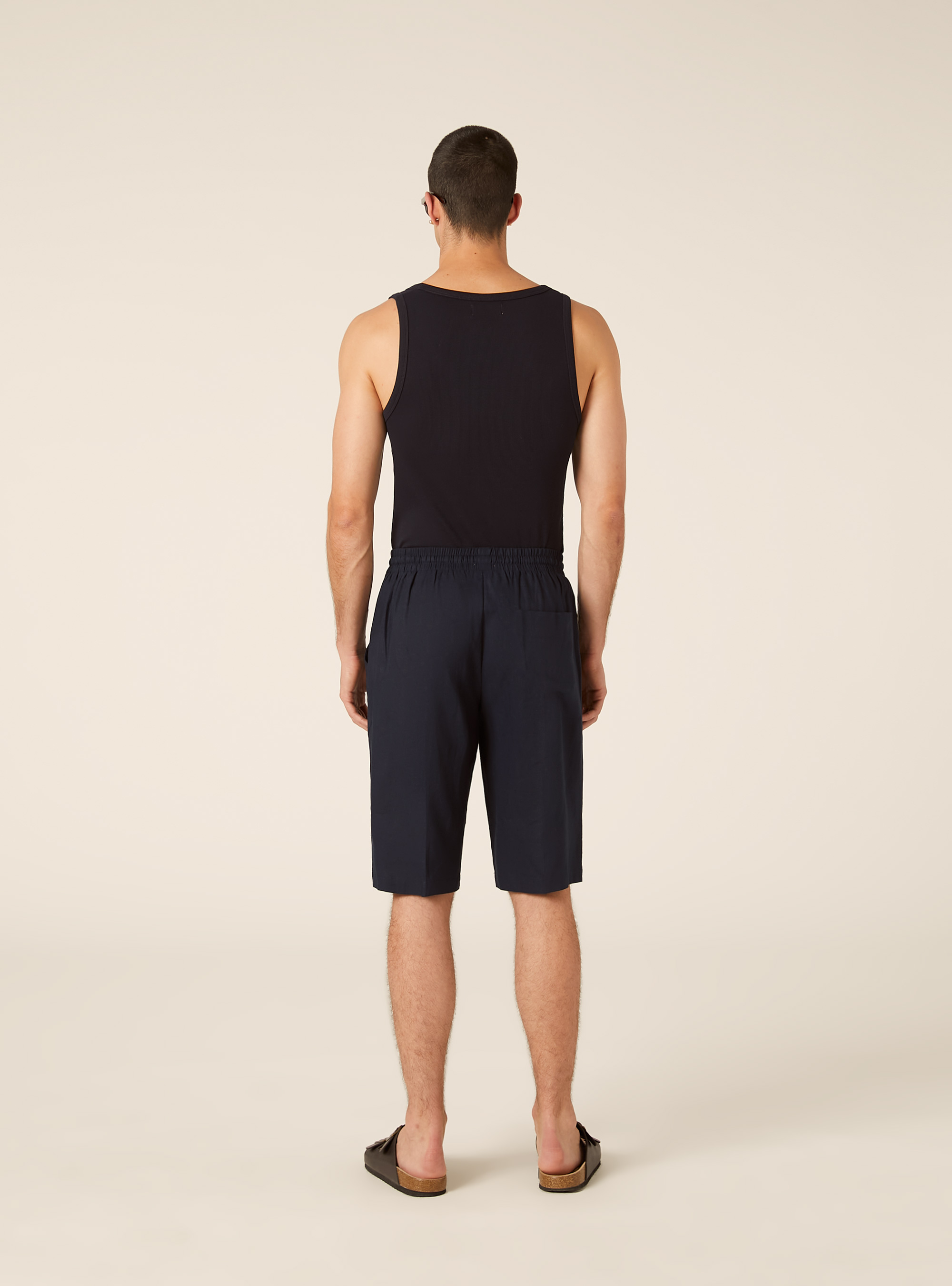 Linen Blend Bermuda Shorts, NA1 NAVY DARK