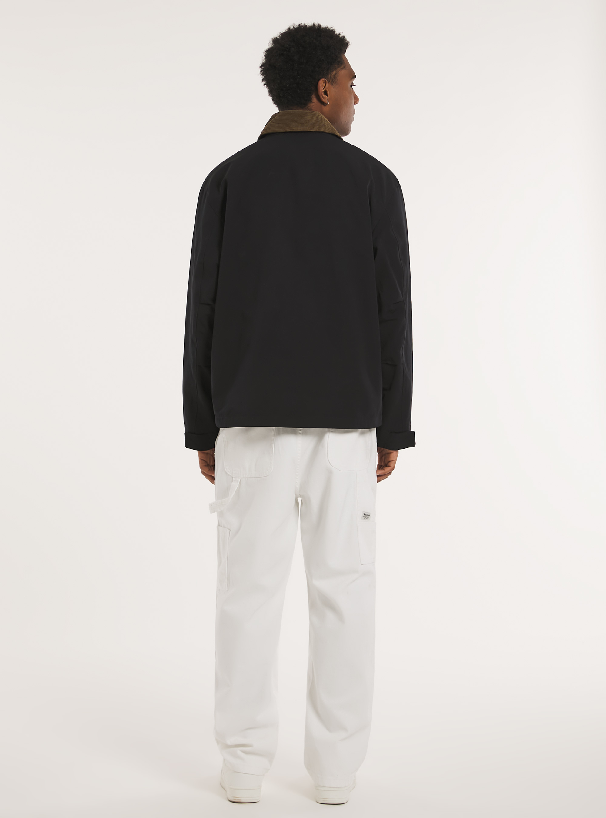 Waxed canvas jacket with ribbed collar, NA1 NAVY DARK