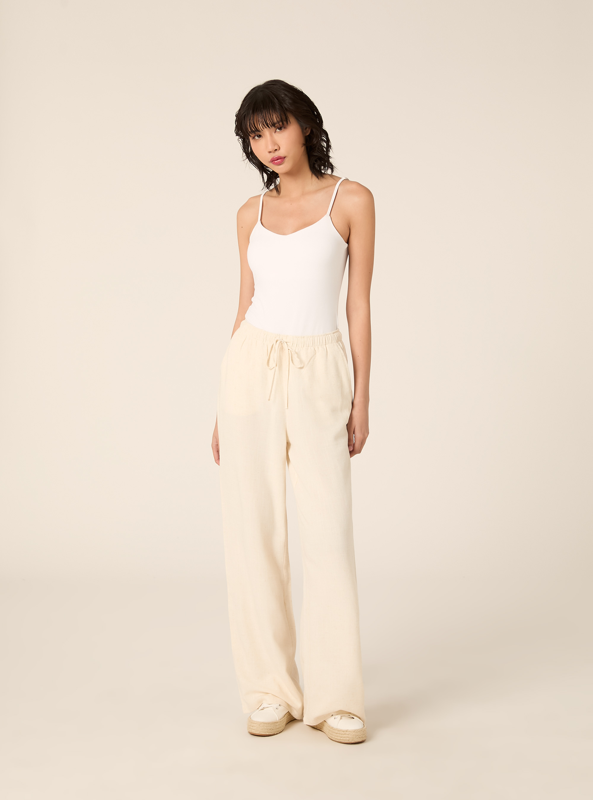 Linen-blend palazzo pants, MBG3 BEIGE MEL LIGHT