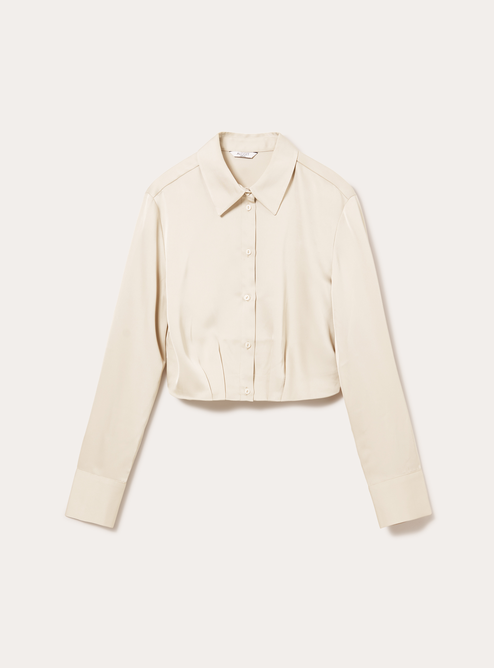 Chemise crois&eacute;e en satin, BG2 BEIGE MEDIUM