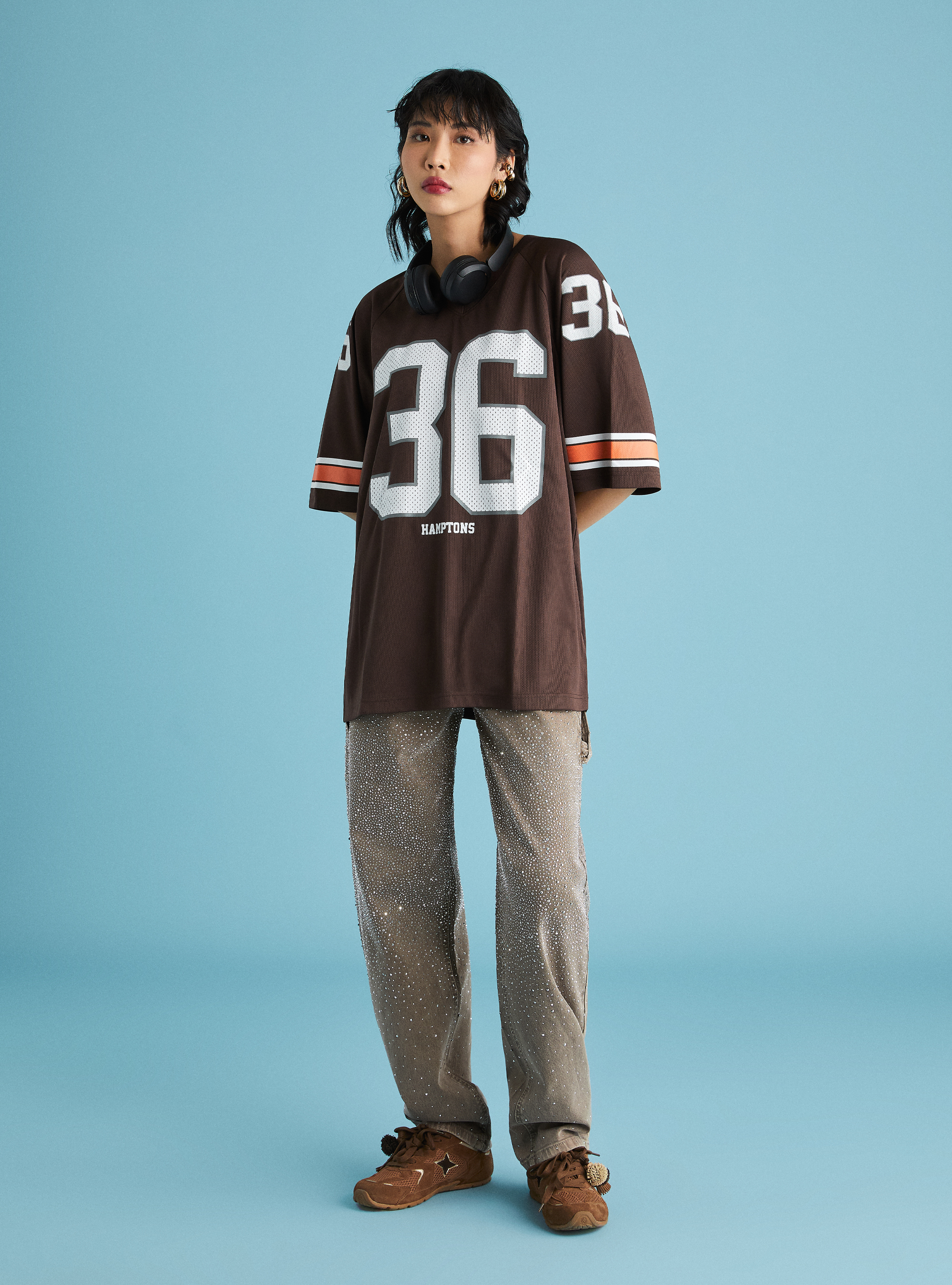 Camiseta oversize con estampado, BR2 BROWN MEDIUM