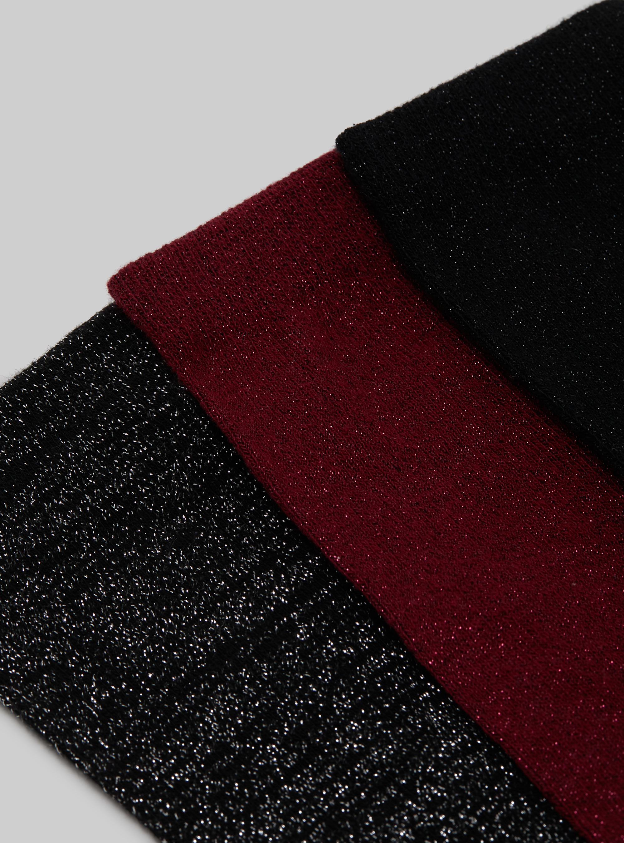 Set de 3 pares de calcetines con efecto metalizado, BK1 BLACK