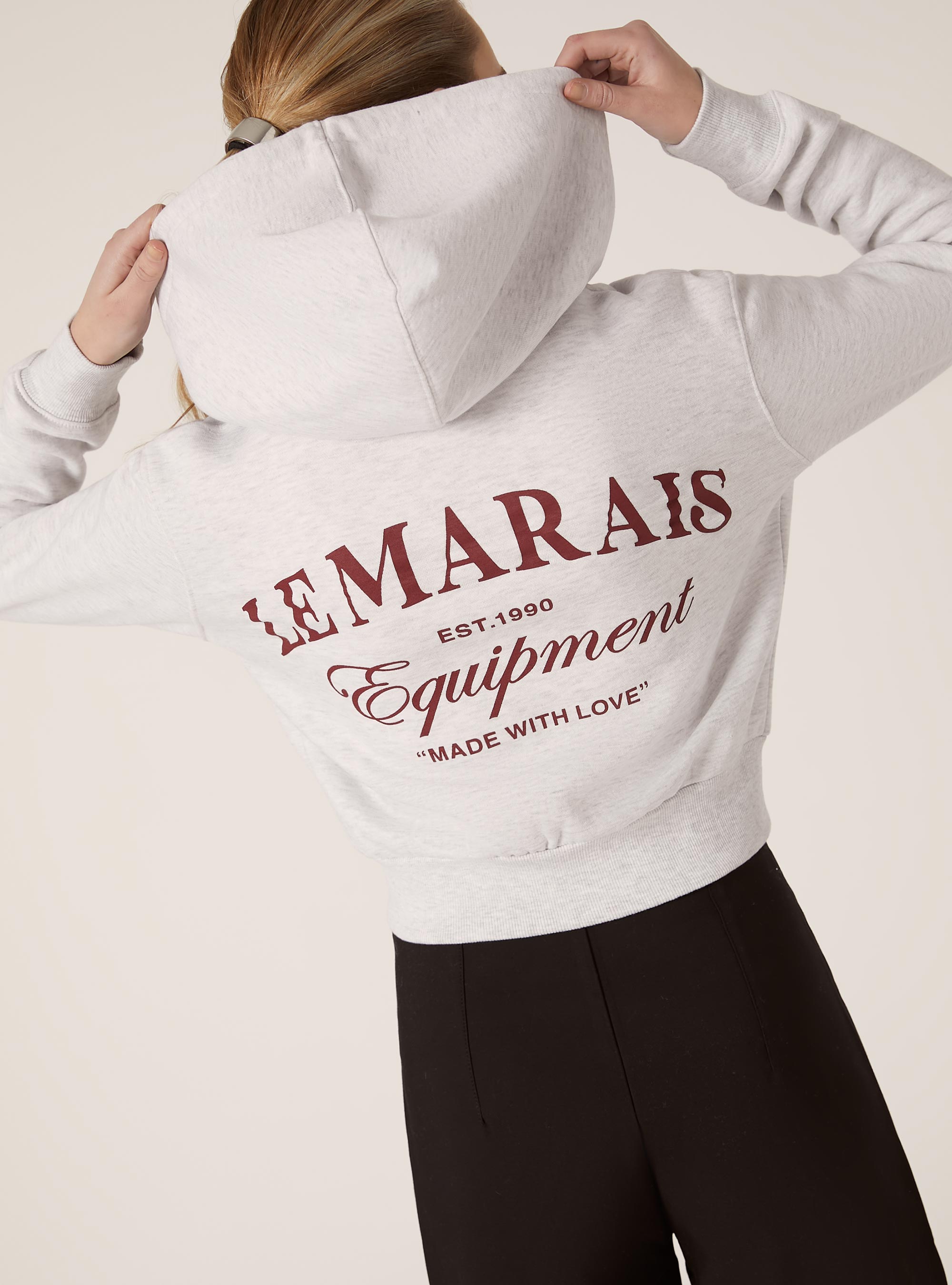 Sweatshirt court avec fermeture &eacute;clair et imprim&eacute;, MGY3 GREY MEL LIGHT