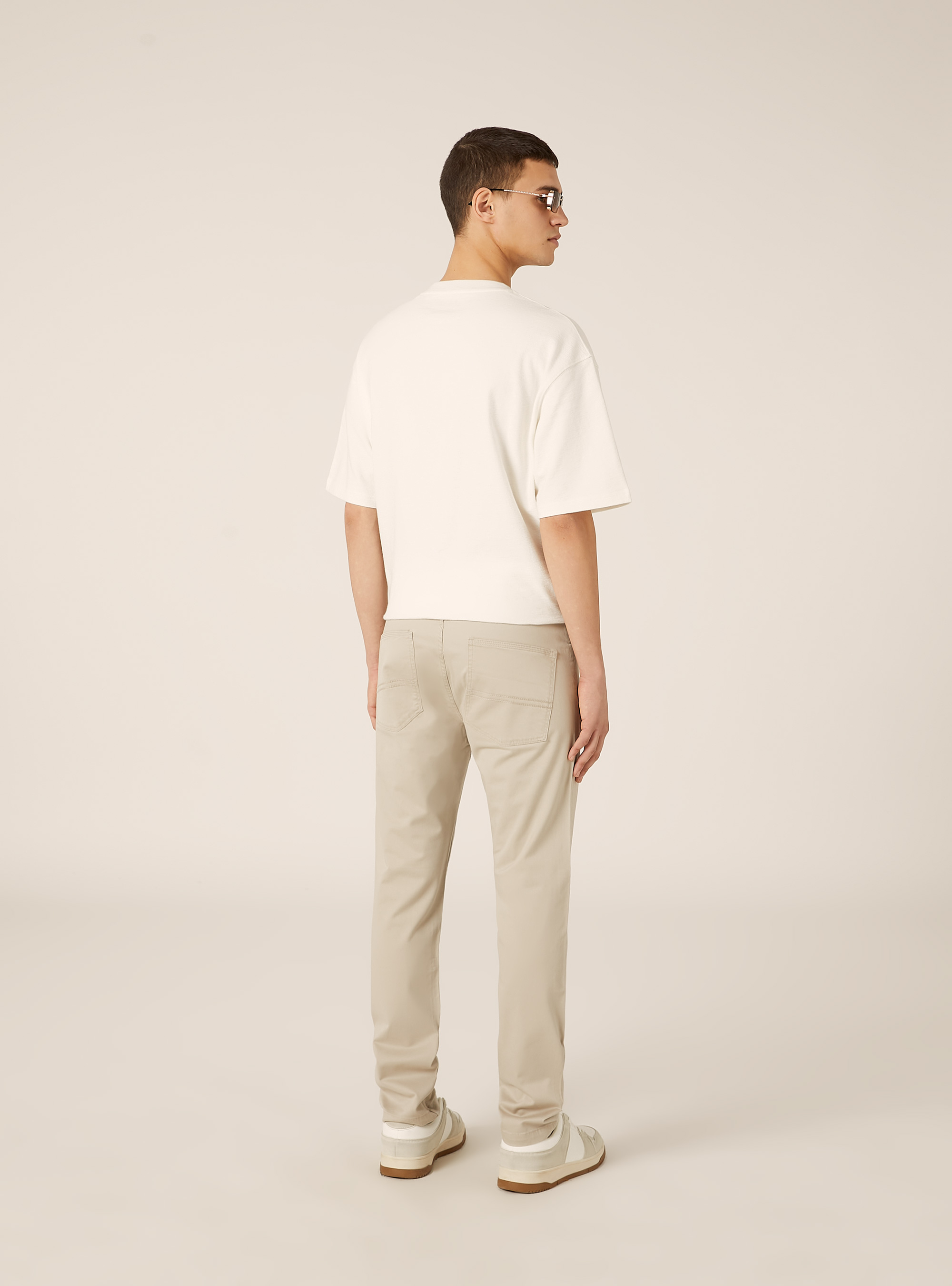 Pantaloni slim fit in cotone, BEIGE CHIARO