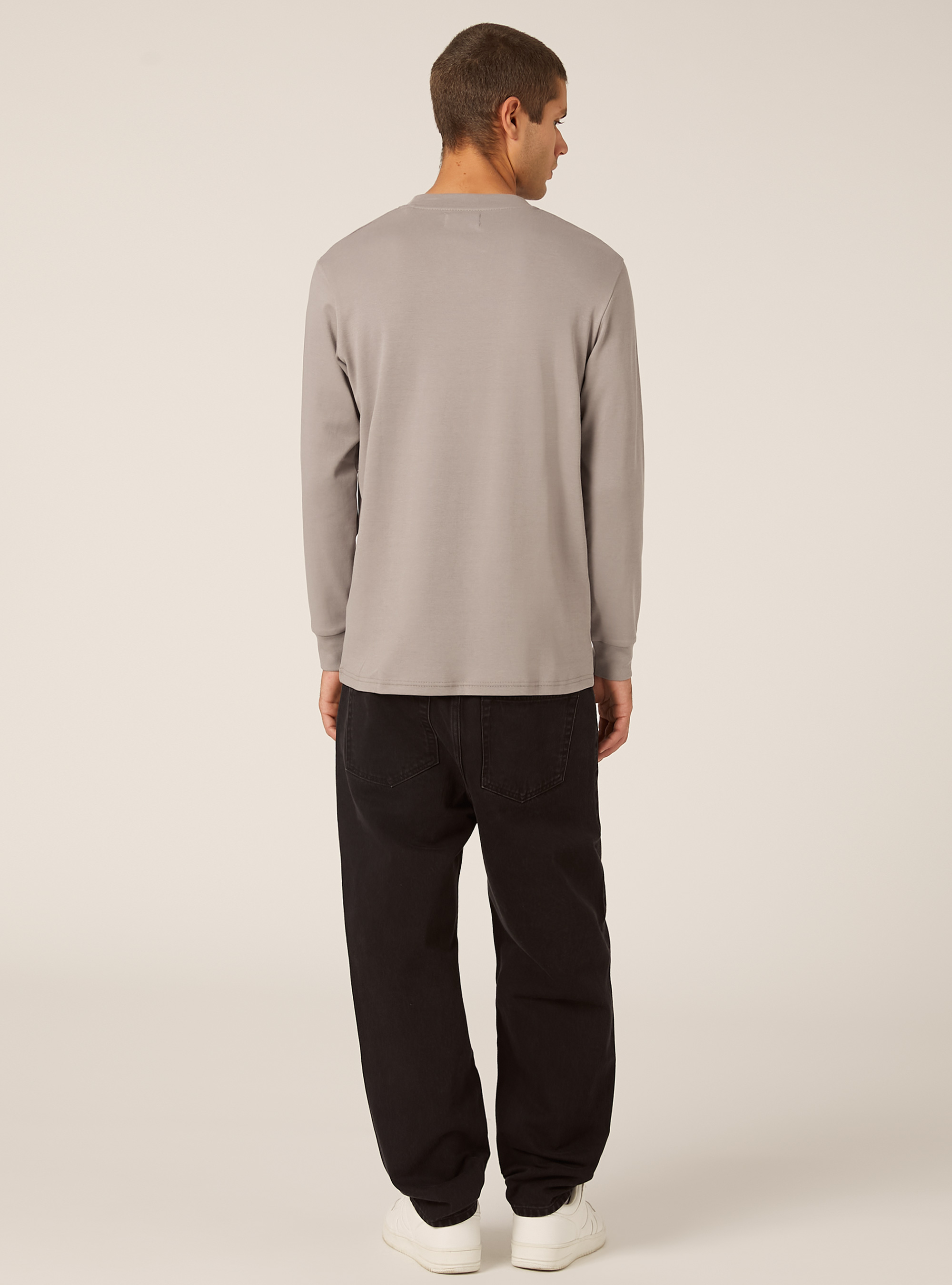 T-shirt en coton &agrave; manches longues, GY2 GREY MEDIUM