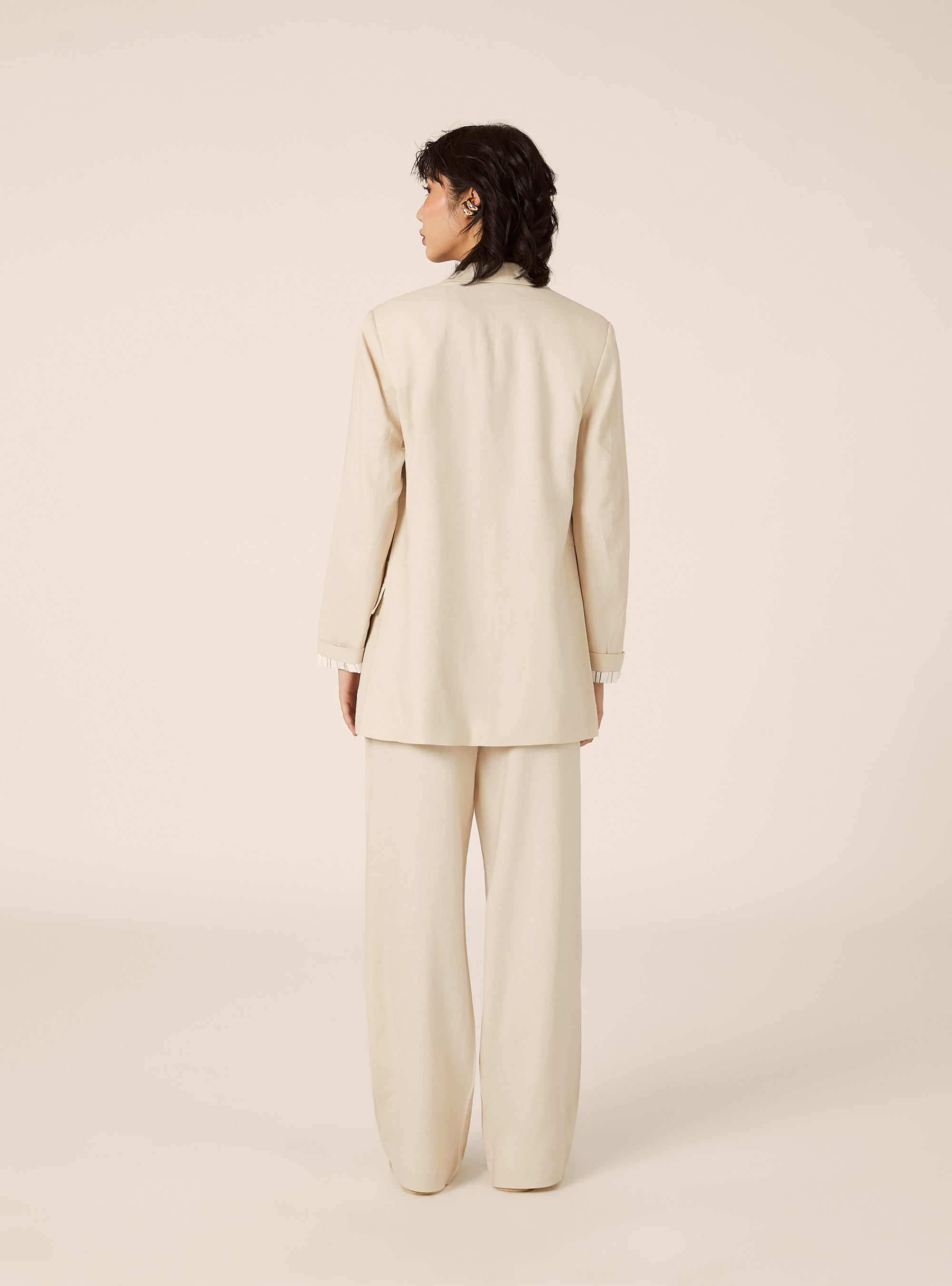 Open Linen Blend Blazer, BG2 BEIGE MEDIUM