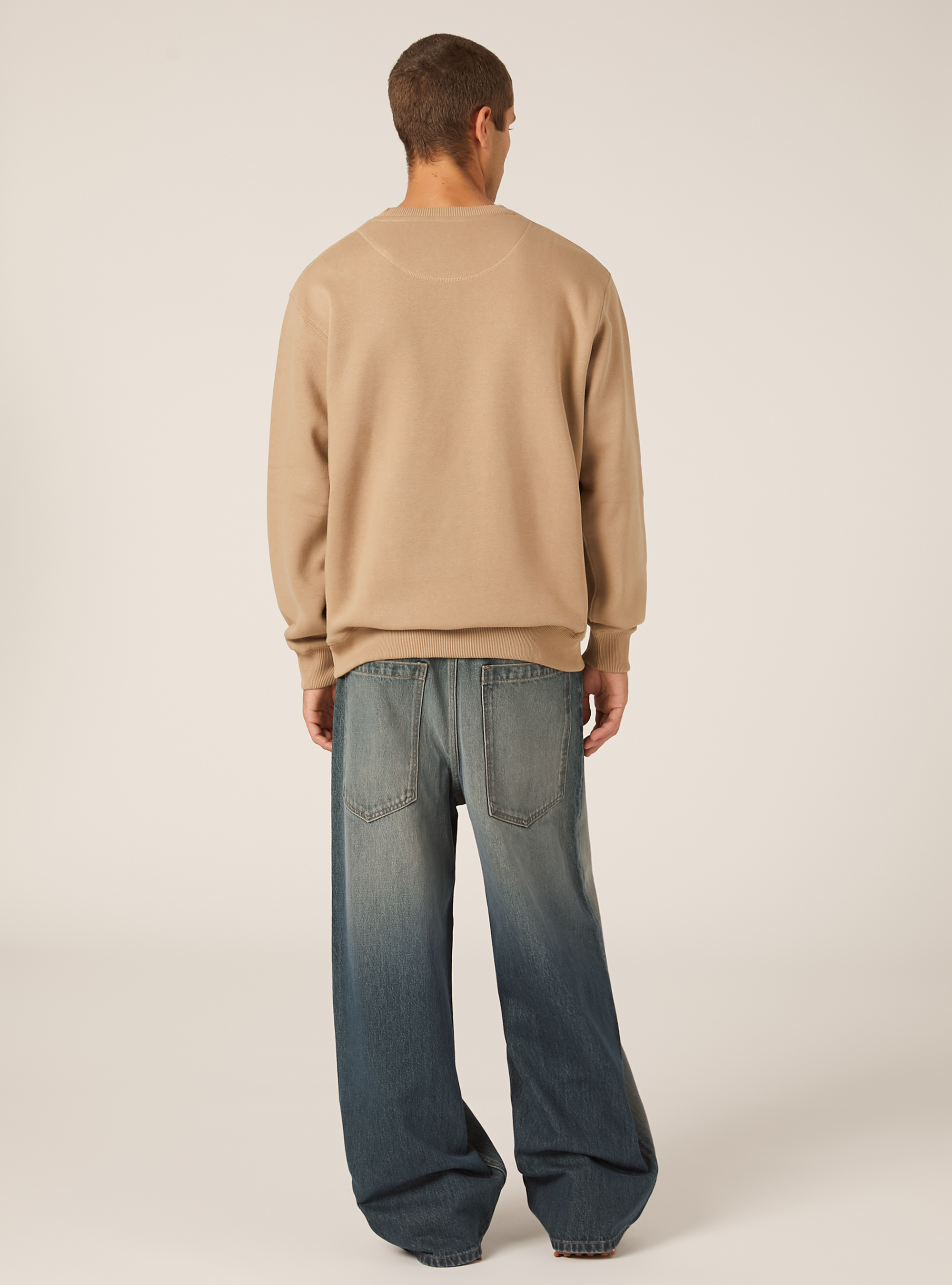 Sweat-shirt &agrave; col rond uni, BG1 BEIGE DARK
