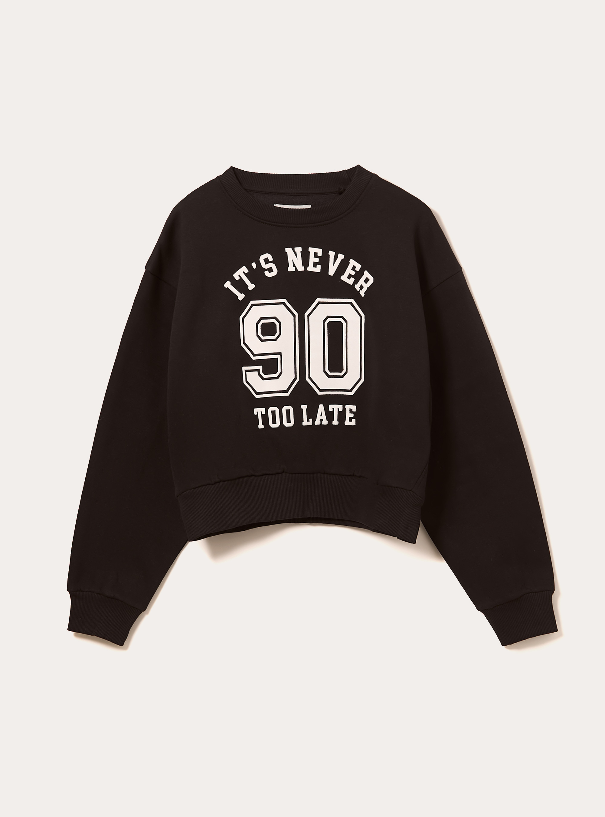 Sweat-shirt coupe boxy avec imprim&eacute;, BK1 BLACK