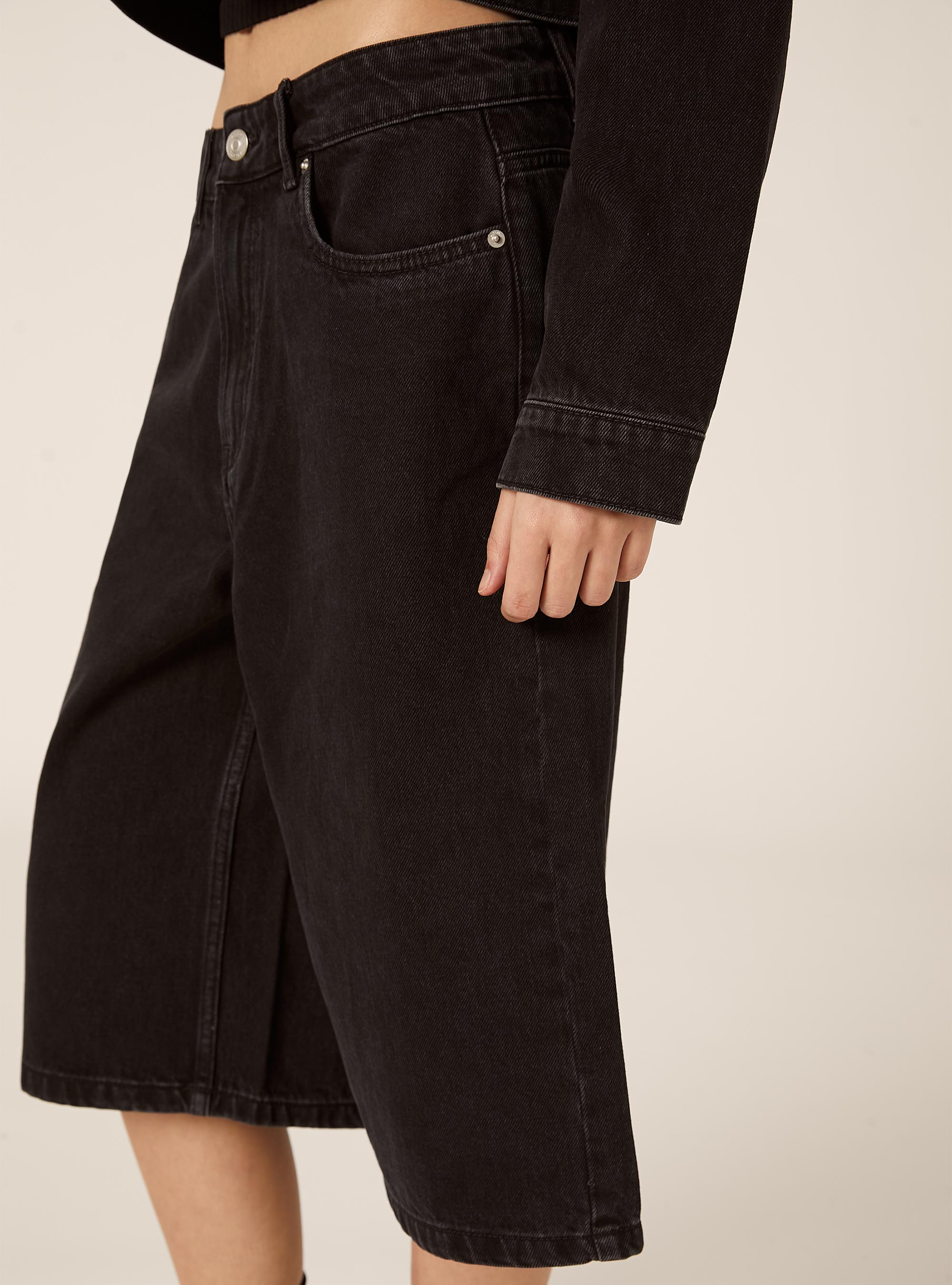 Bermudas jorts en denim de color, BK1 BLACK