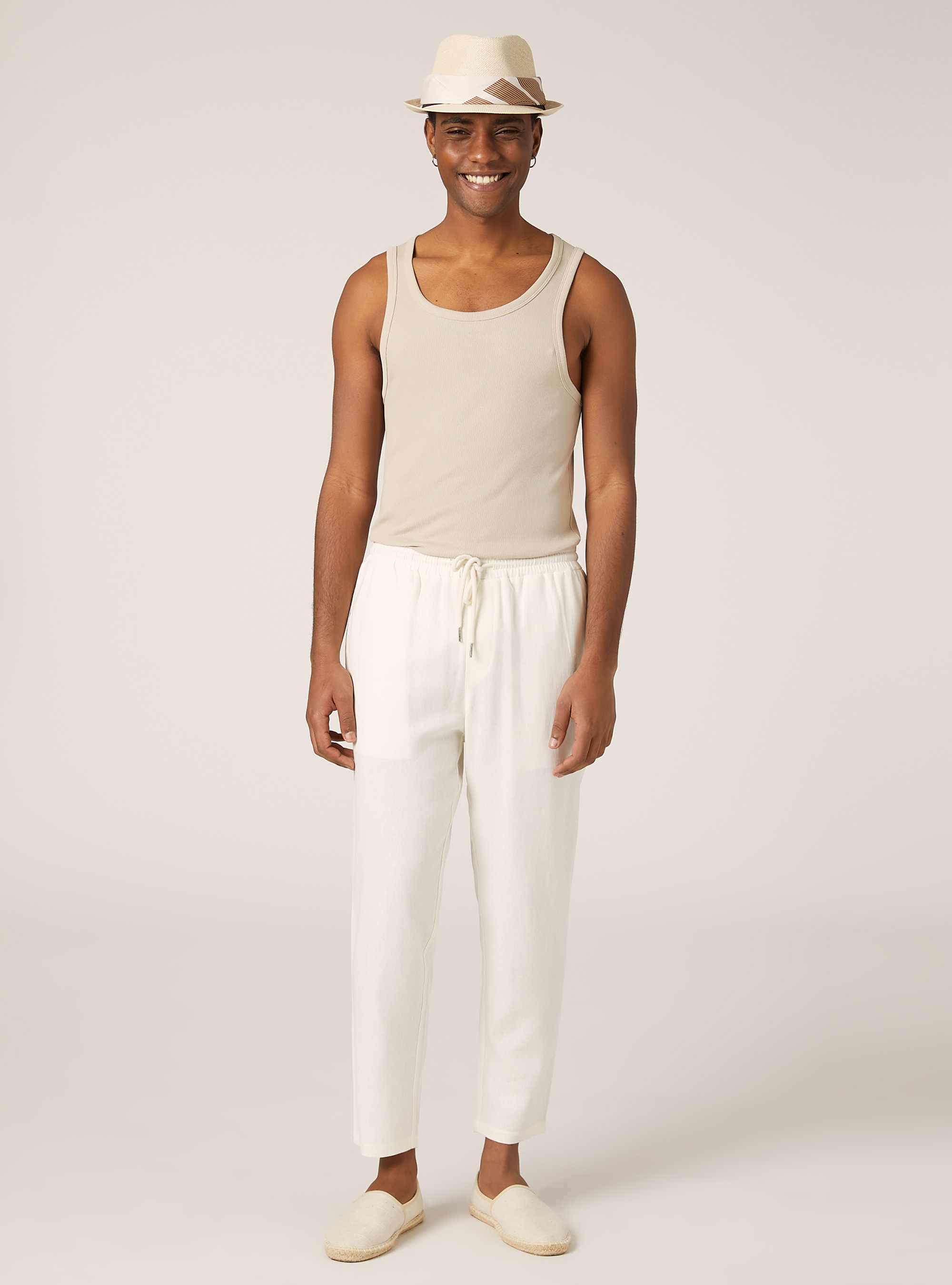 Jogginghose aus Leinenmischung, WH2 WHITE