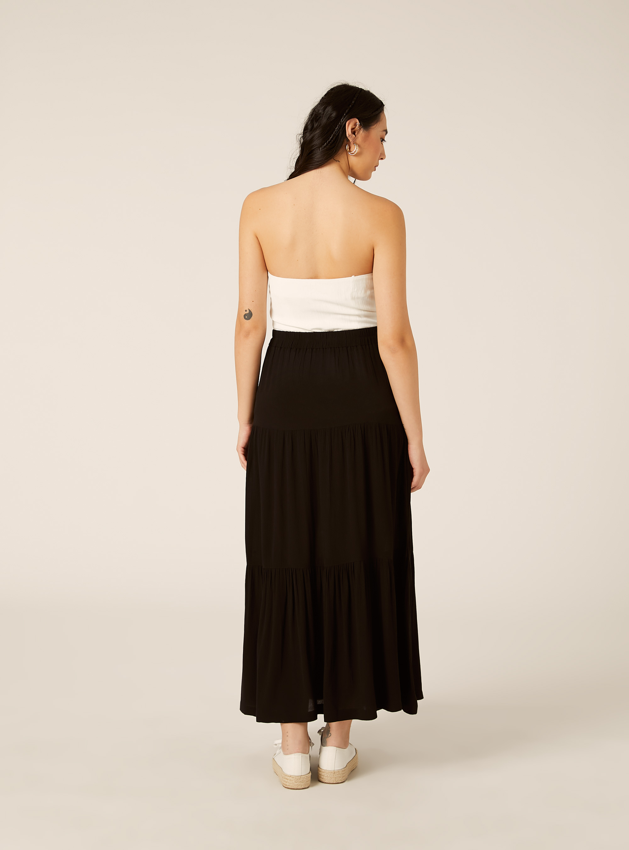 Boho maxi skirt, BK1 BLACK