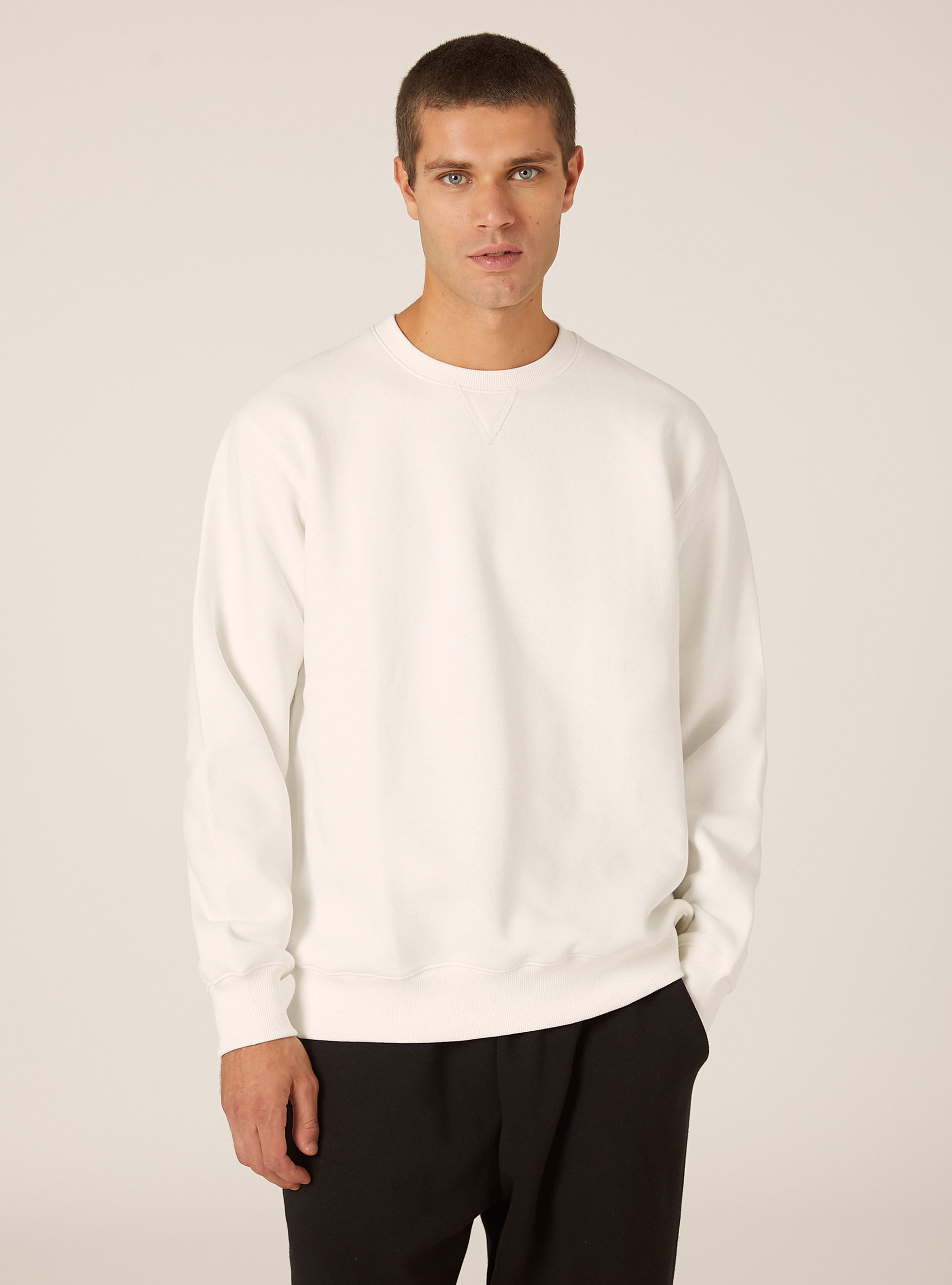 Sweat-shirt &agrave; col rond uni, WH2 WHITE