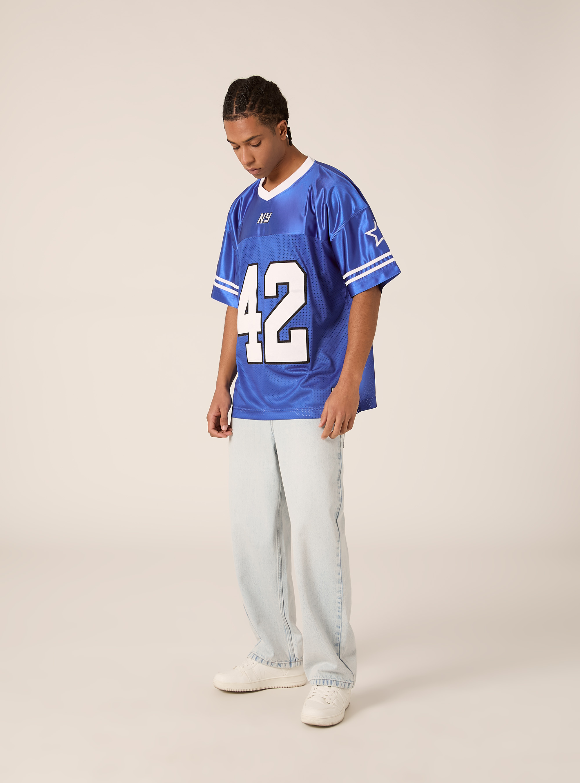 Football-T-Shirt mit Aufn&auml;hern, RY2 ROYALE MEDIUM