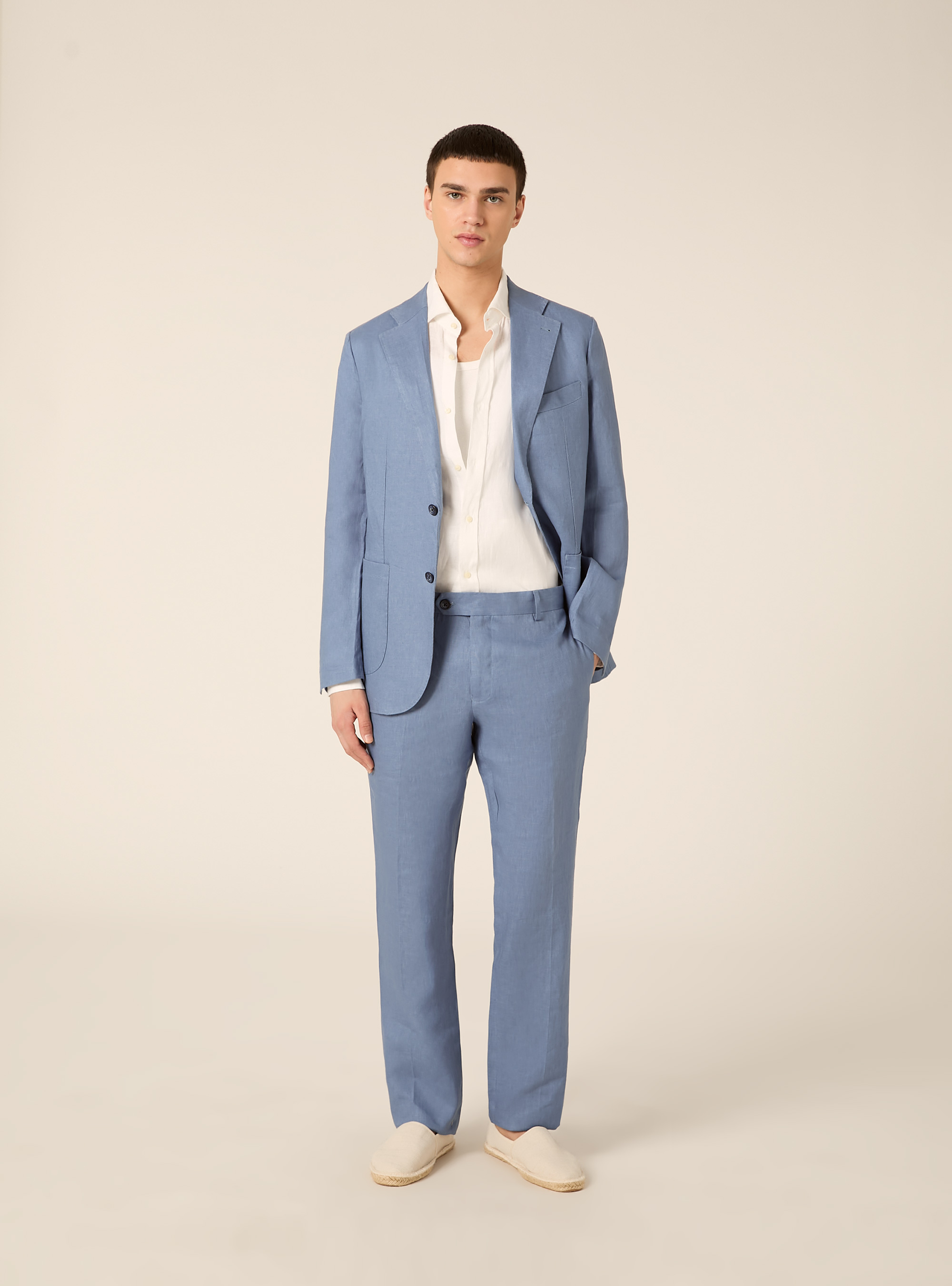 Pure linen trousers, AZ2 AZURE MEDIUM