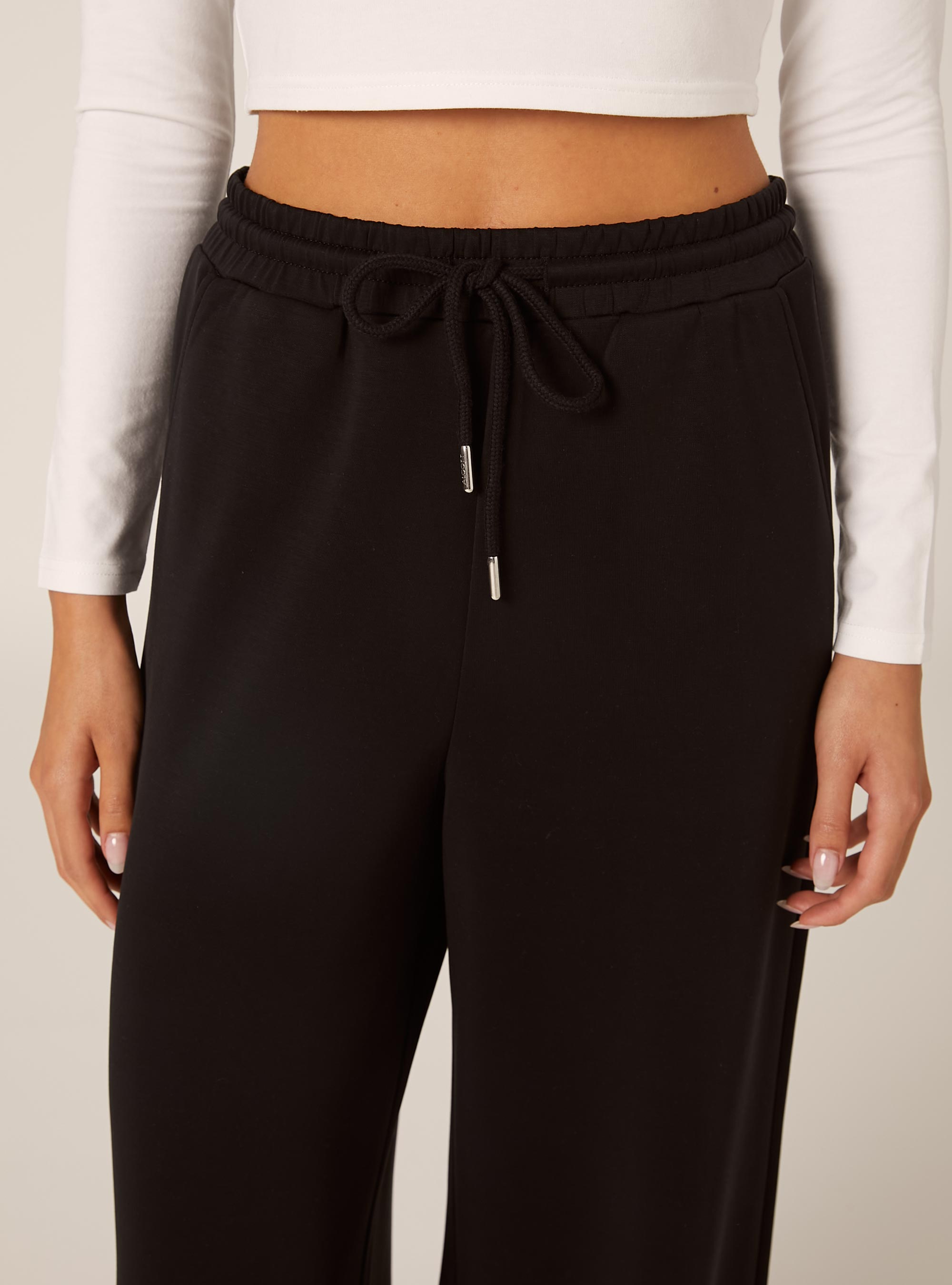 Jogger wide leg soft touch, NERO