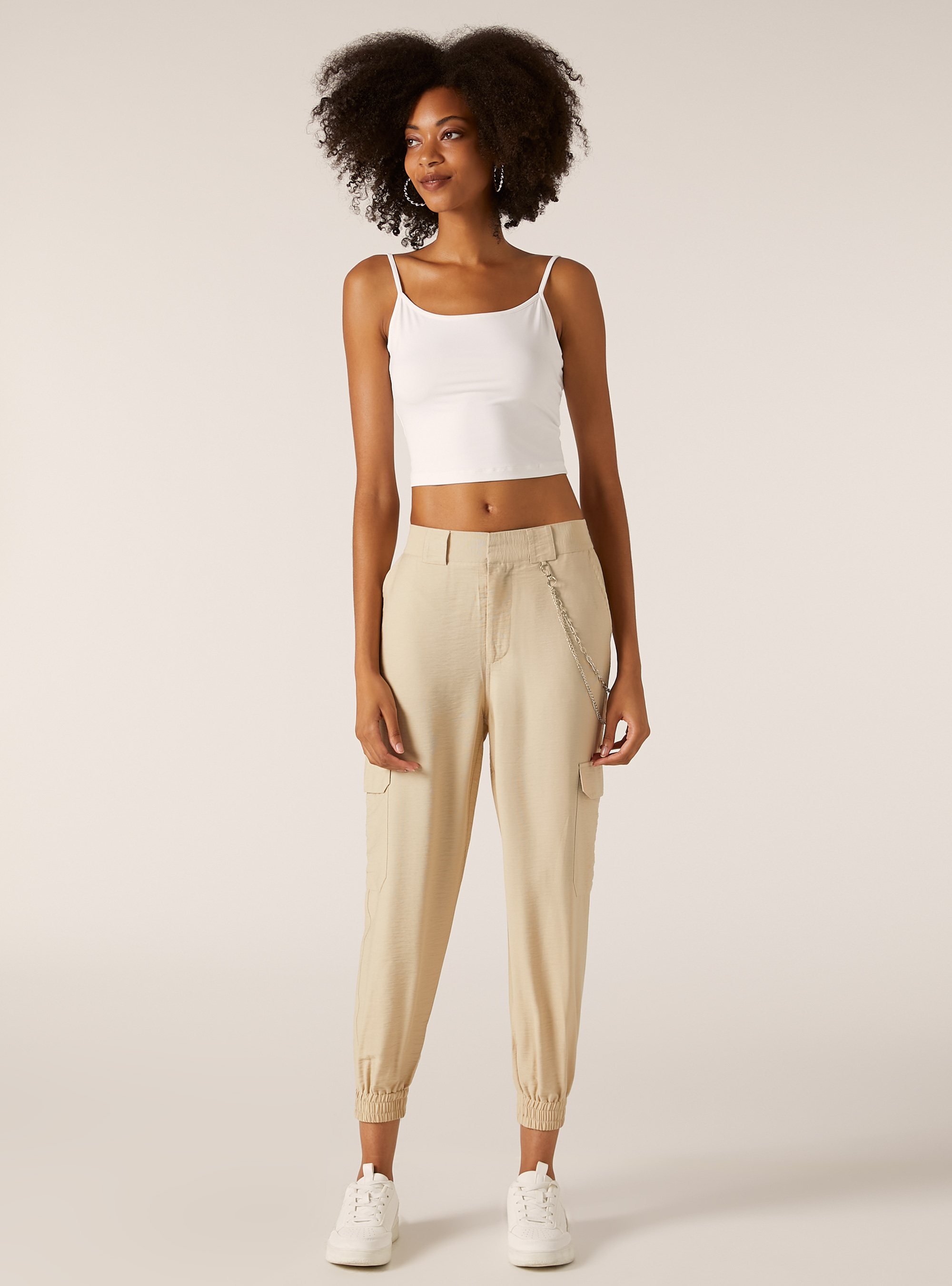 Jogger pants with chain, BG2 BEIGE MEDIUM