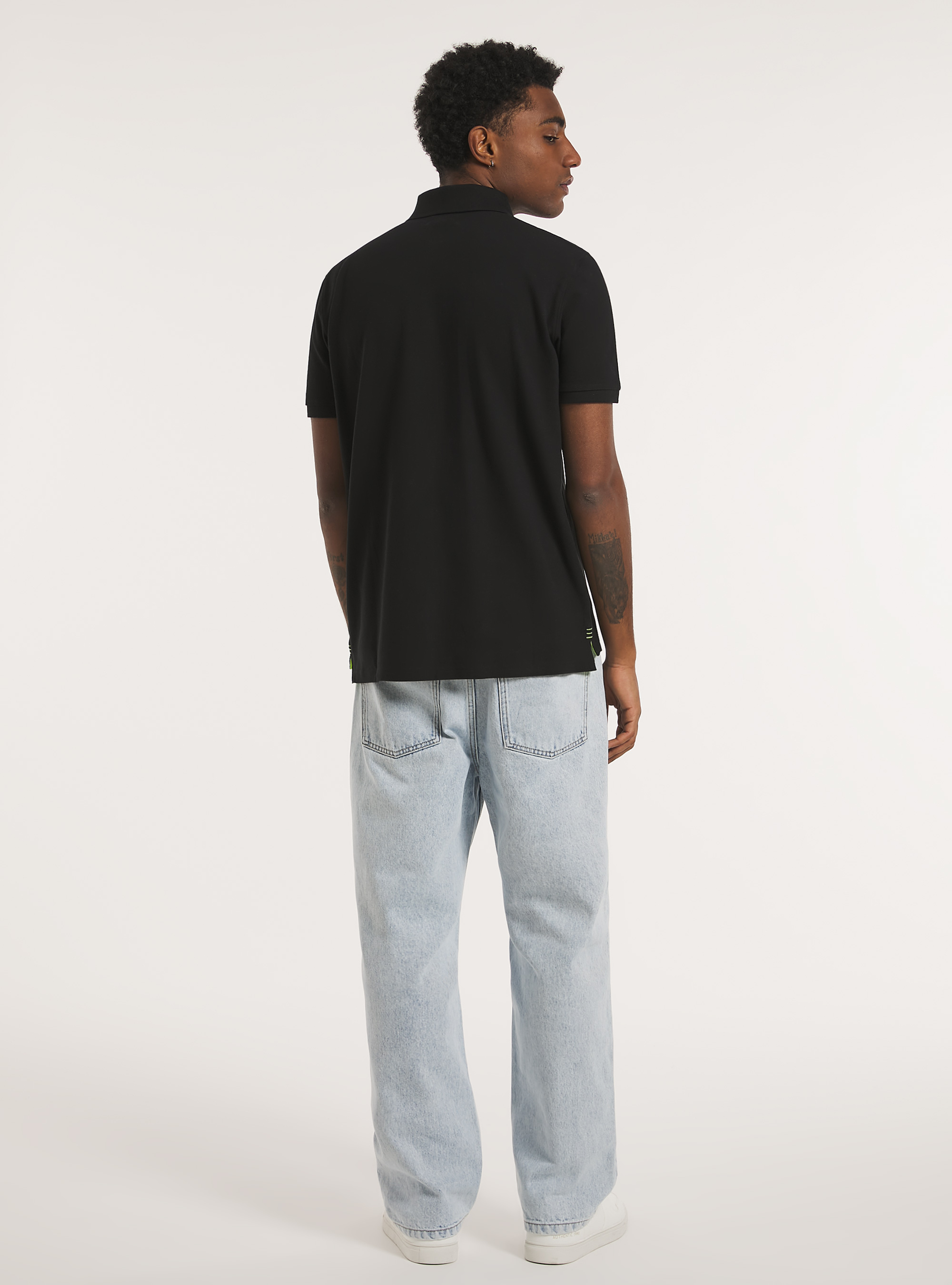 Polo de piqu&eacute; de algod&oacute;n con bordado, BK1 BLACK