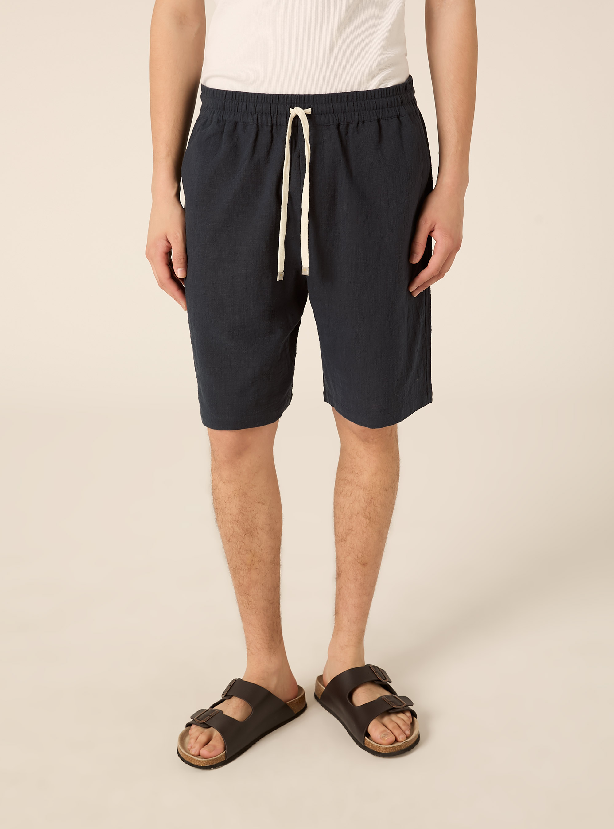 Bermudas de algod&oacute;n con cintura el&aacute;stica, NA2 NAVY MEDIUM