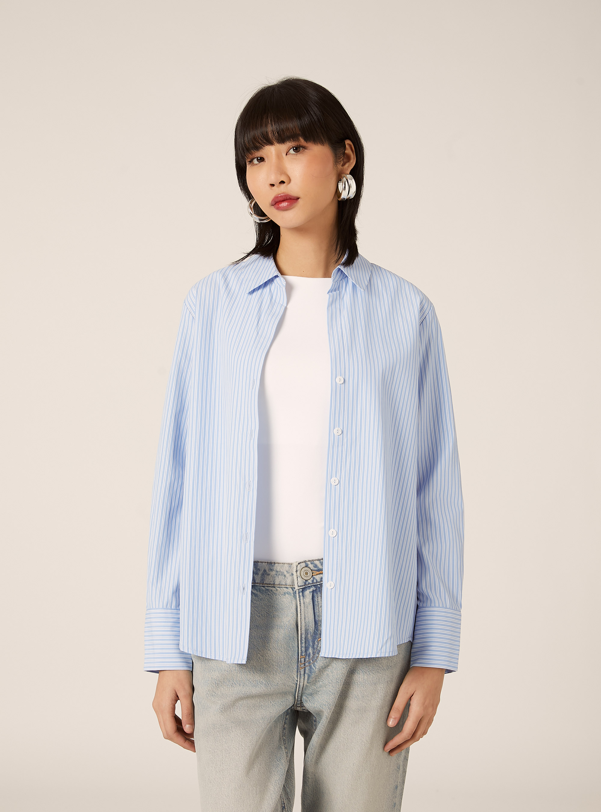 Camisa de popel&iacute;n a rayas, AZ3 AZURE LIGHT