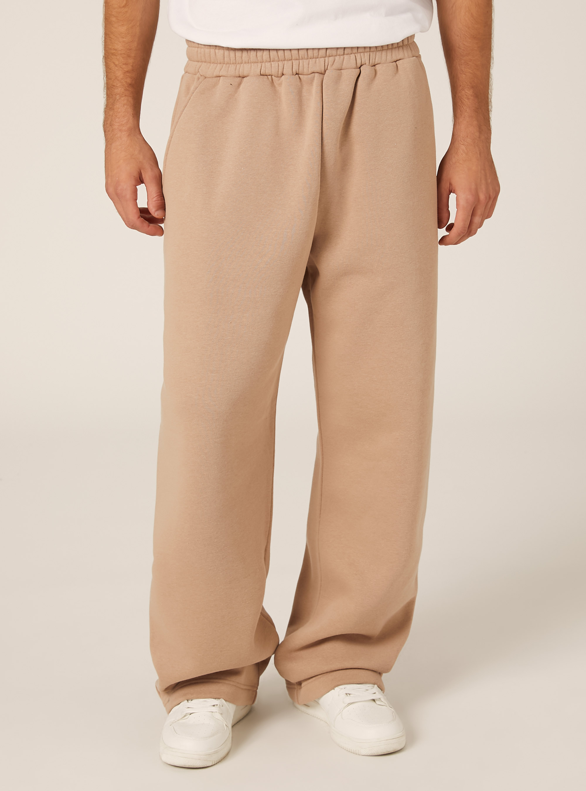 Pantalon ample en molleton, BG1 BEIGE DARK