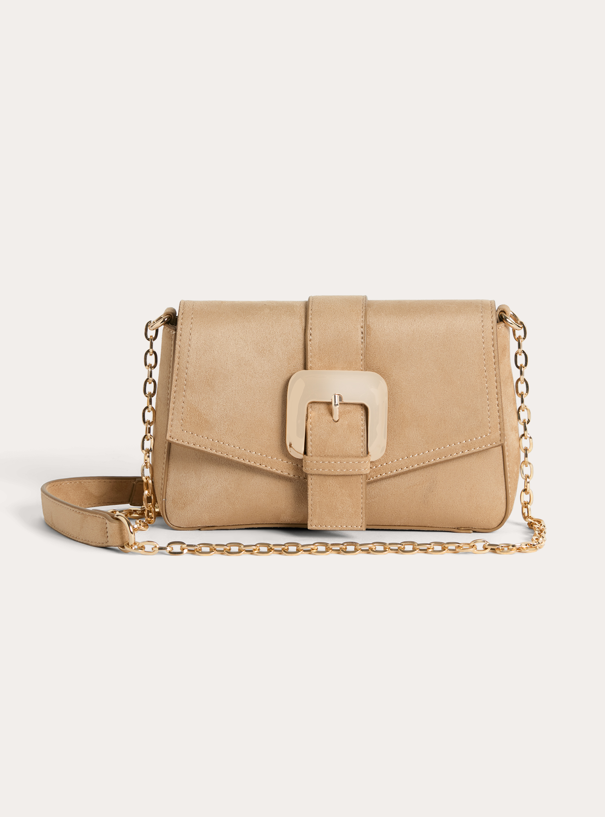 Suede bag with shoulder strap, BG2 BEIGE MEDIUM