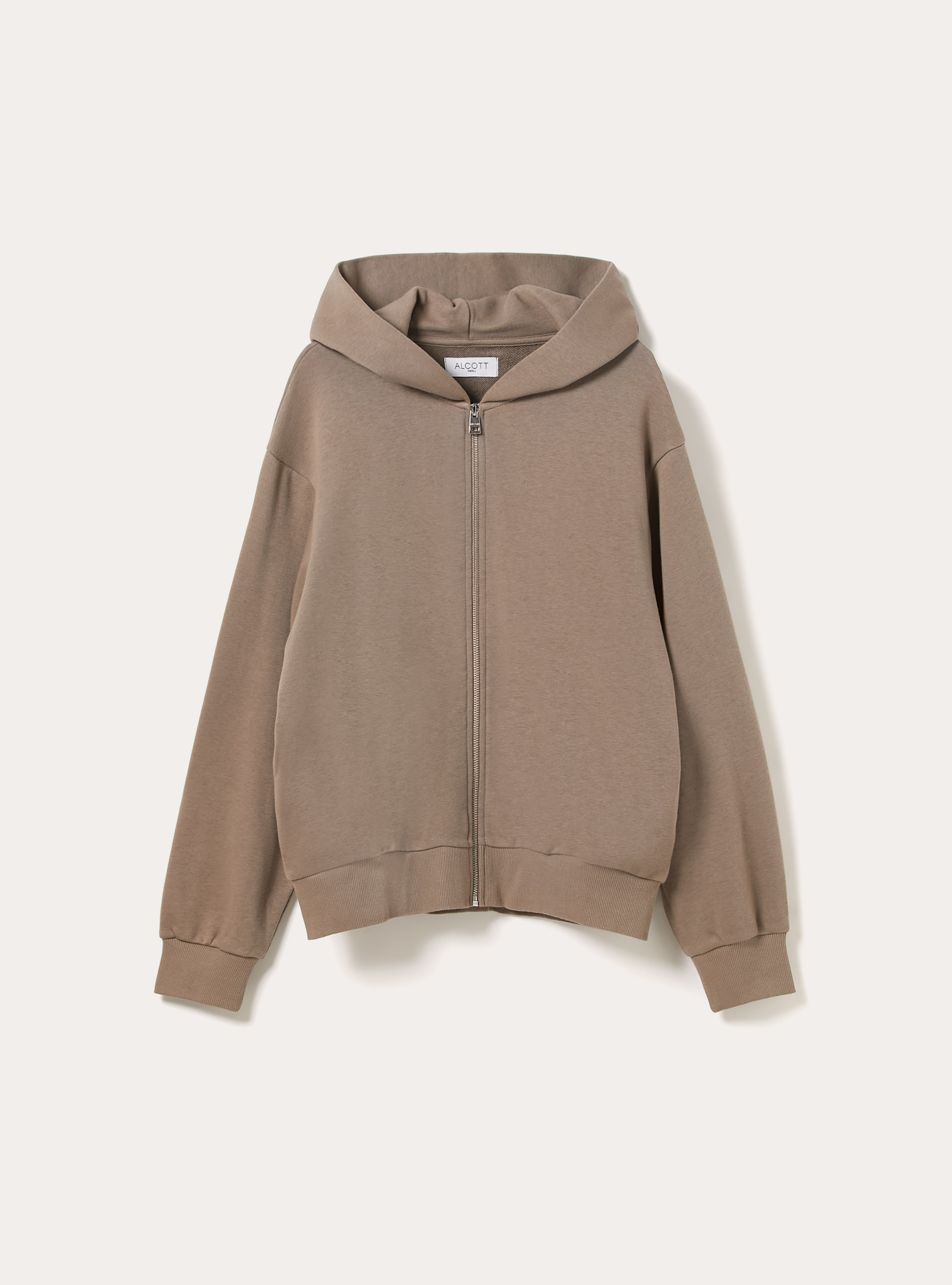 Sweat-shirt zipp&eacute; coupe boxy, BR3 BROWN LIGHT