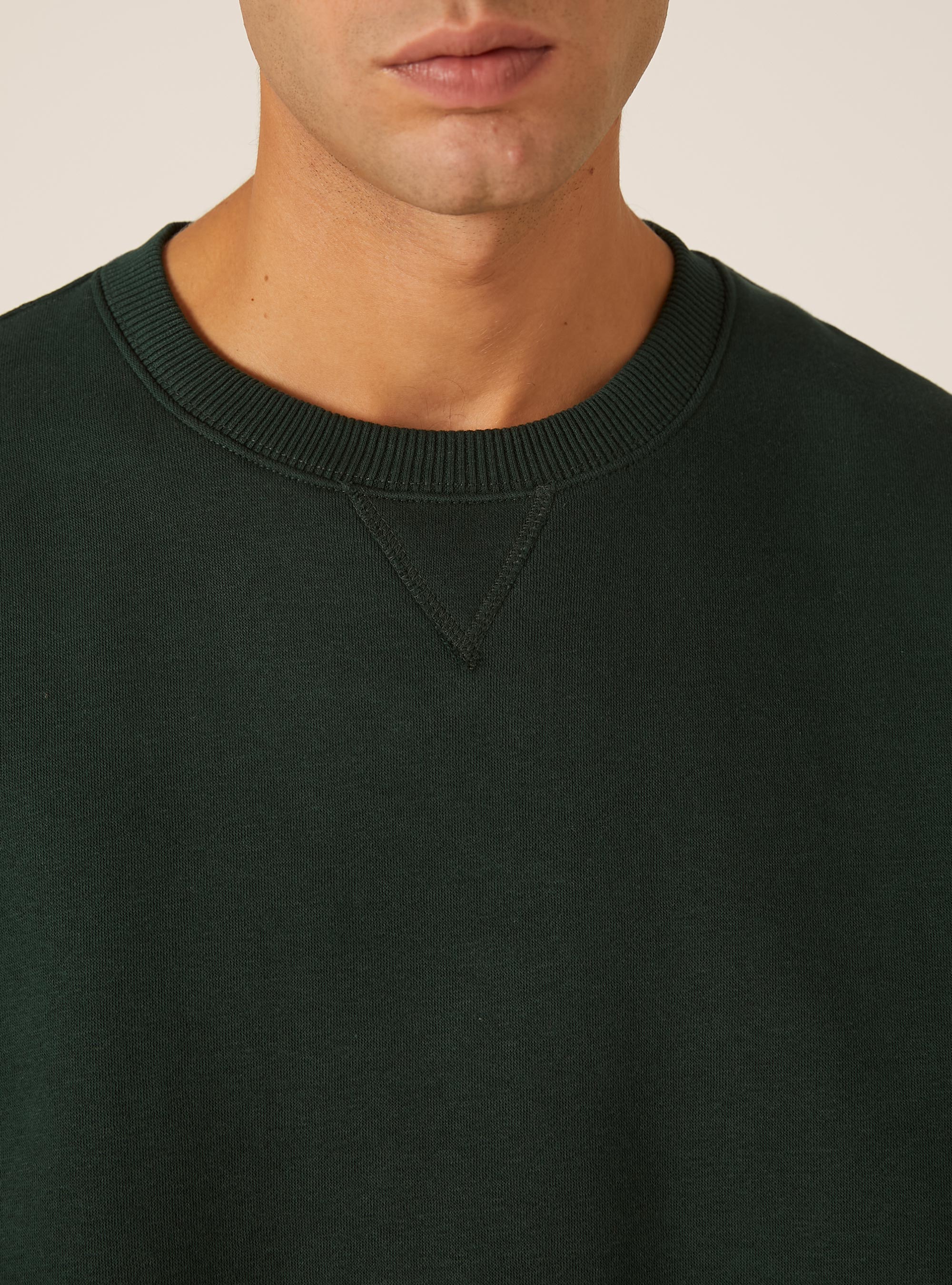 Sweat-shirt &agrave; col rond uni, GN1 GREEN DARK