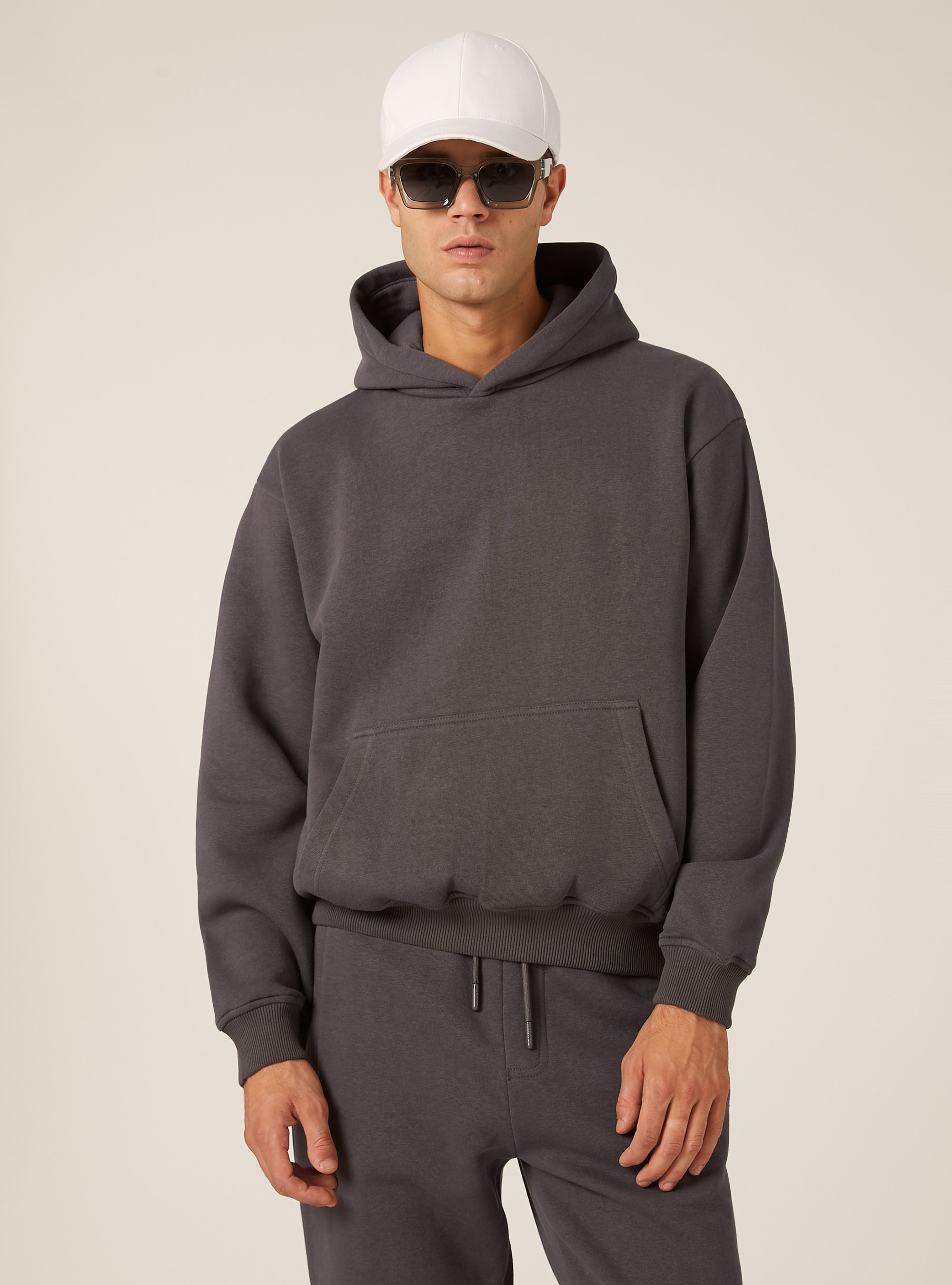 Sweat &agrave; capuche coupe boxy, GY1 GREY DARK