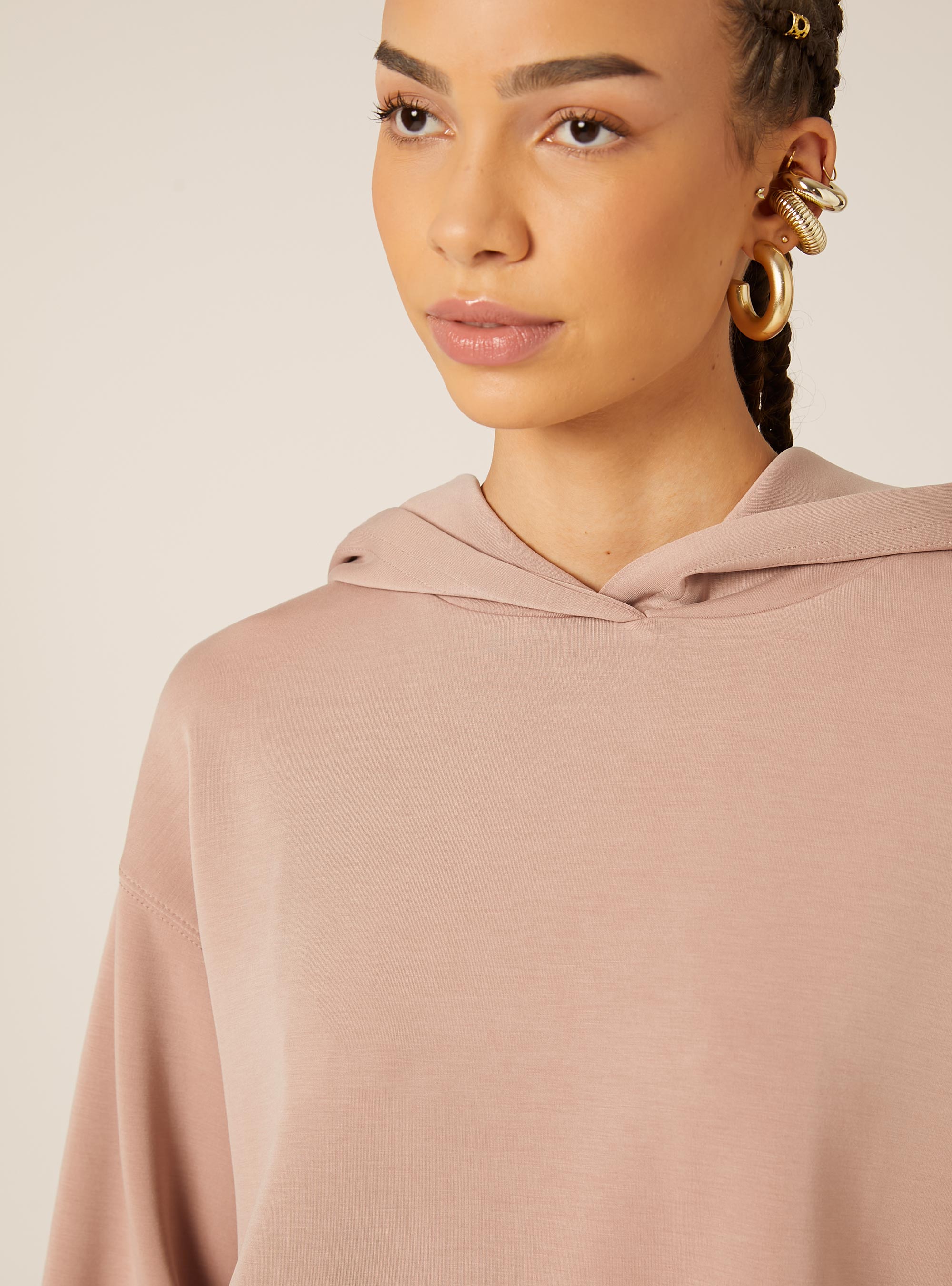 Pull court en molleton doux au toucher, PK2 PINK MEDIUM
